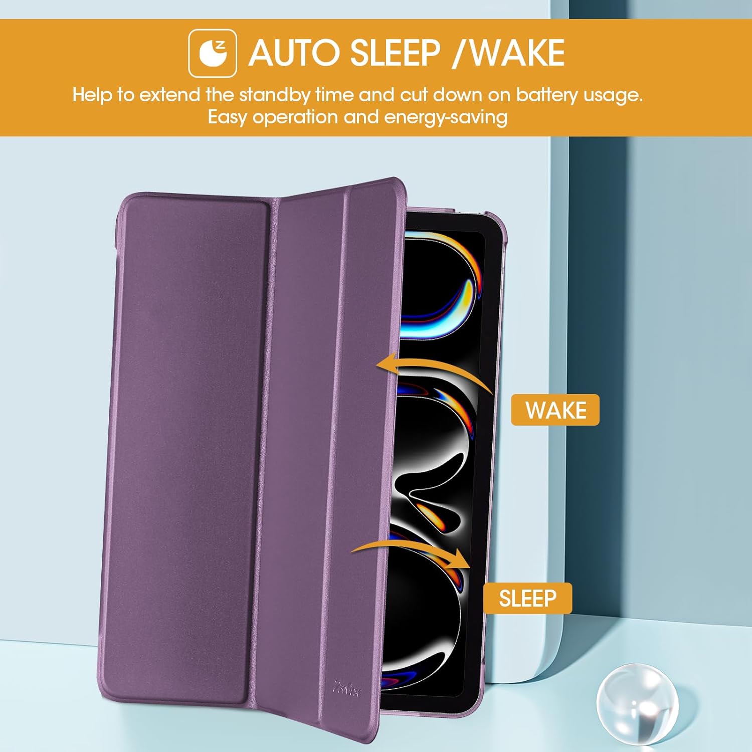 Thumbnail 2 de ProCase Hülle für iPad Pro 13 Zoll M5/M4 (2025/2024) – dünnes Smart Cover mit transluzenter, matter Rückseite in Dunkellila