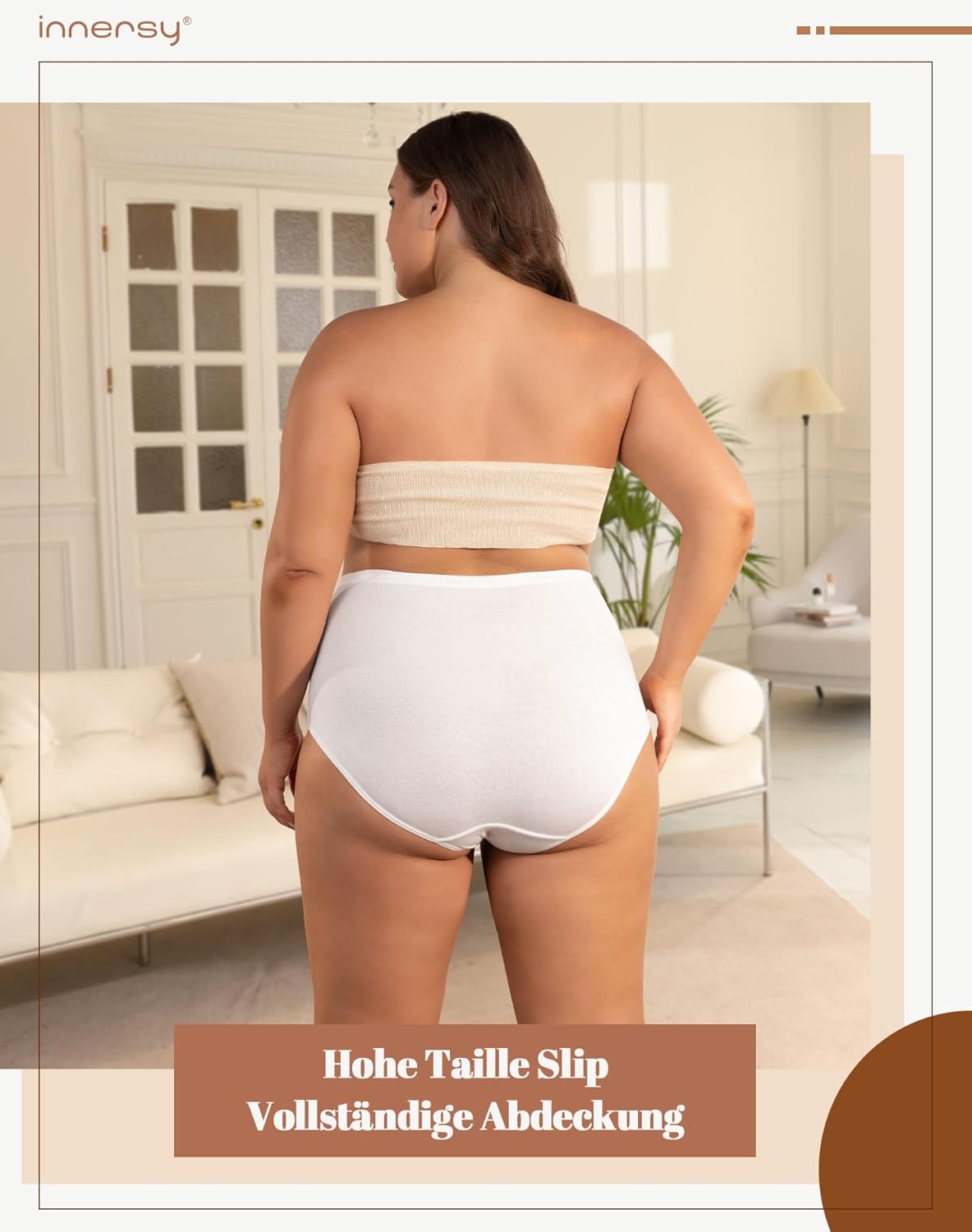 Thumbnail 2 de INNERSY Damen Unterhosen Große Größen – High Waist Slip Maxi aus Baumwolle, 5er Pack