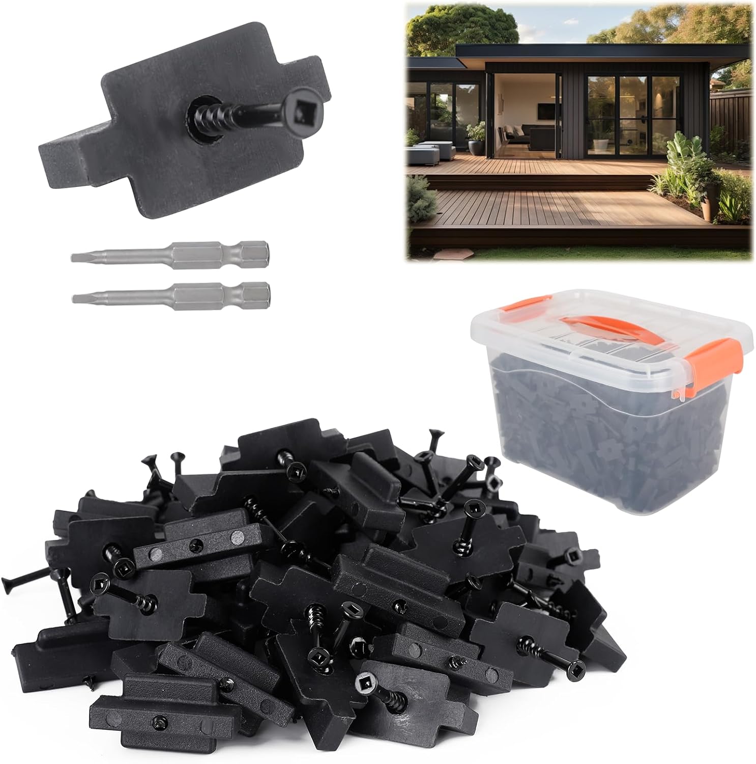 Detalle de Yeipower 600-Piece Nylon Composite Decking T-Clips, Hidden Fasteners