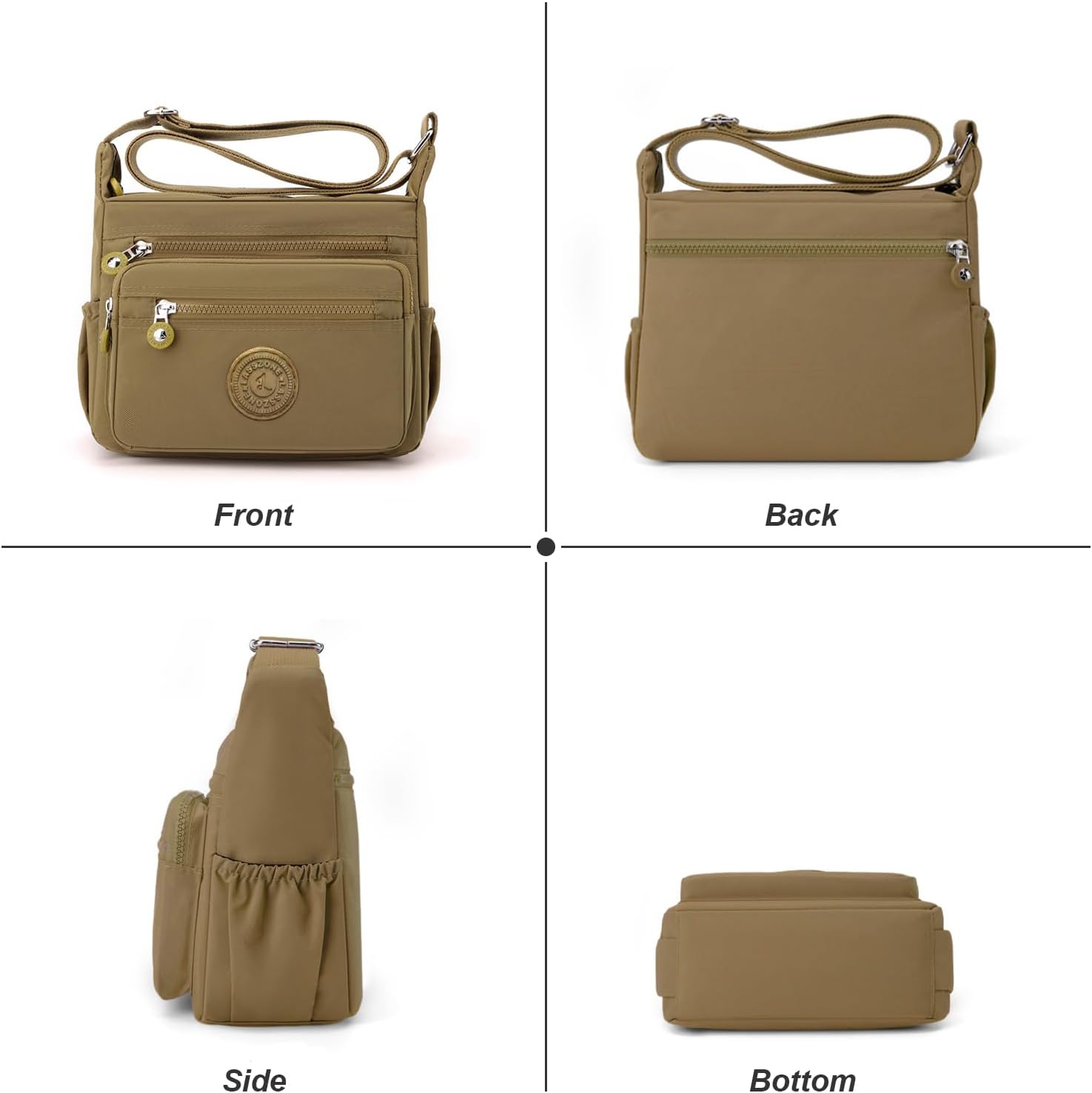 Detalle de LassZone Women's Multi-Pocket Crossbody Bag – Practical, Lightweight Nylon Day-to-Day Bag