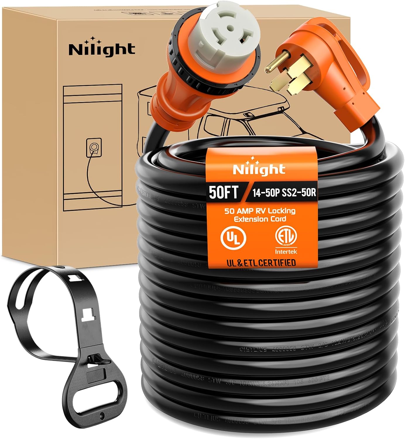 Detalle de Nilight 50FT 50 Amp RV Locking Extension Cord