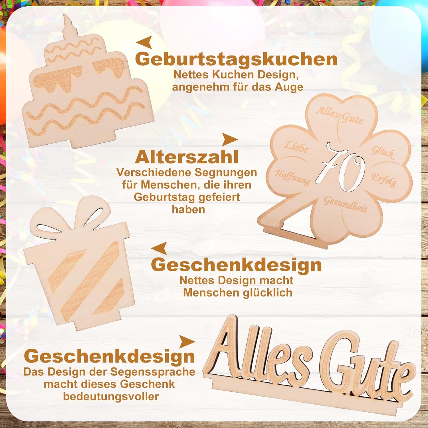 Detalle de Geldgeschenk 40 Geburtstag LED Kleeblatt Holz Gästebuch