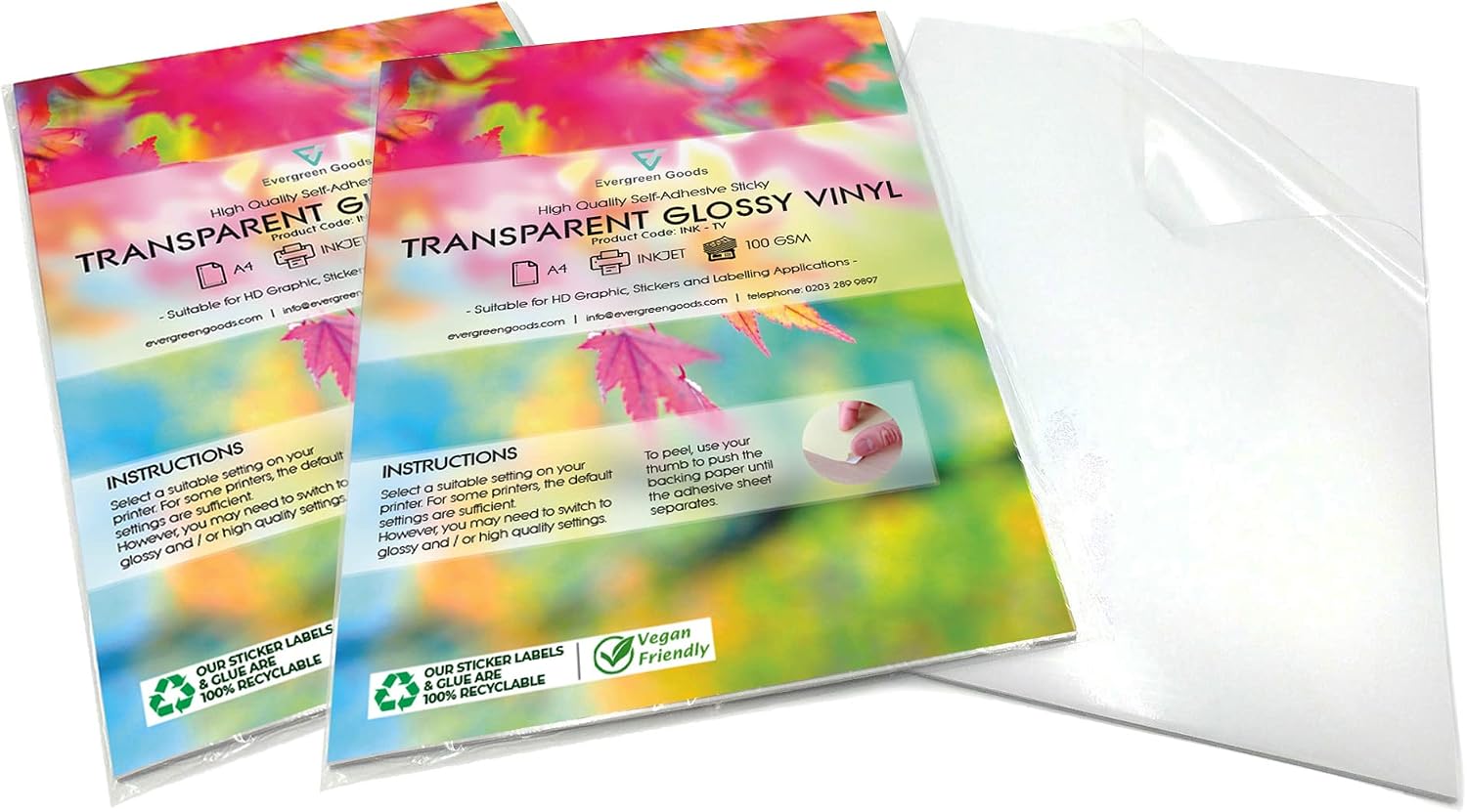 Detalle de Evergreen Goods A4 transparent vinyl sticker paper