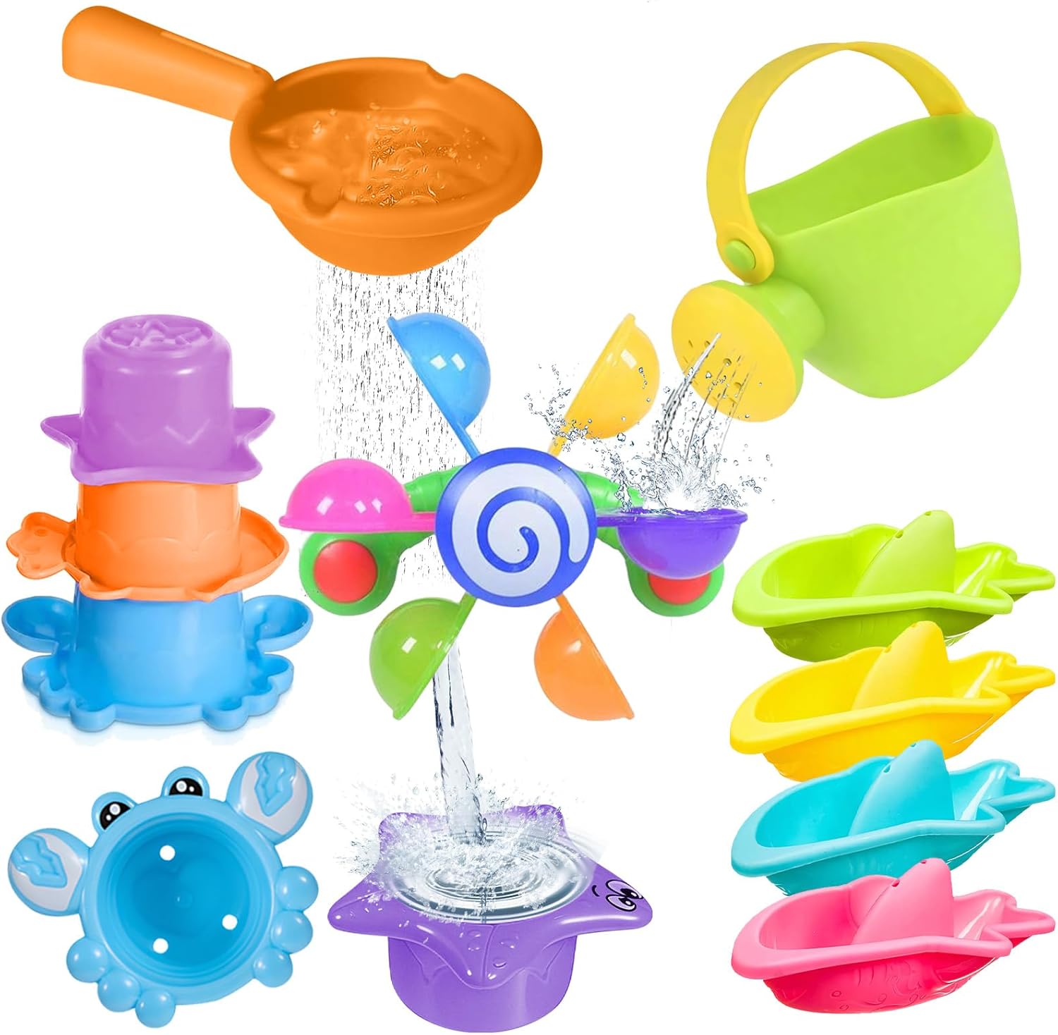 Detalle de Komicea Badewannenspielzeug – 10-teiliges Badespielset für Babys ab 1 Jahr