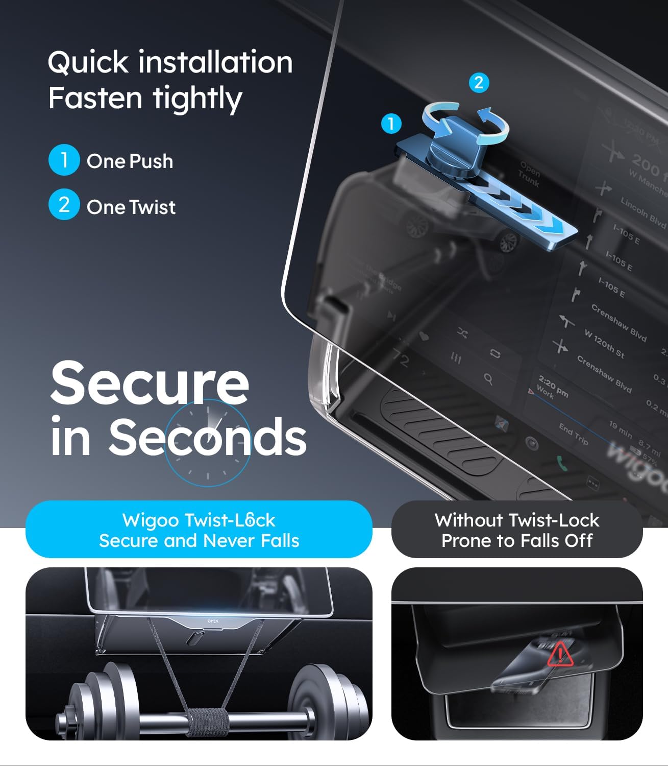 Thumbnail 4 de Wigoo Tesla Model 3 Under Screen Storage Box