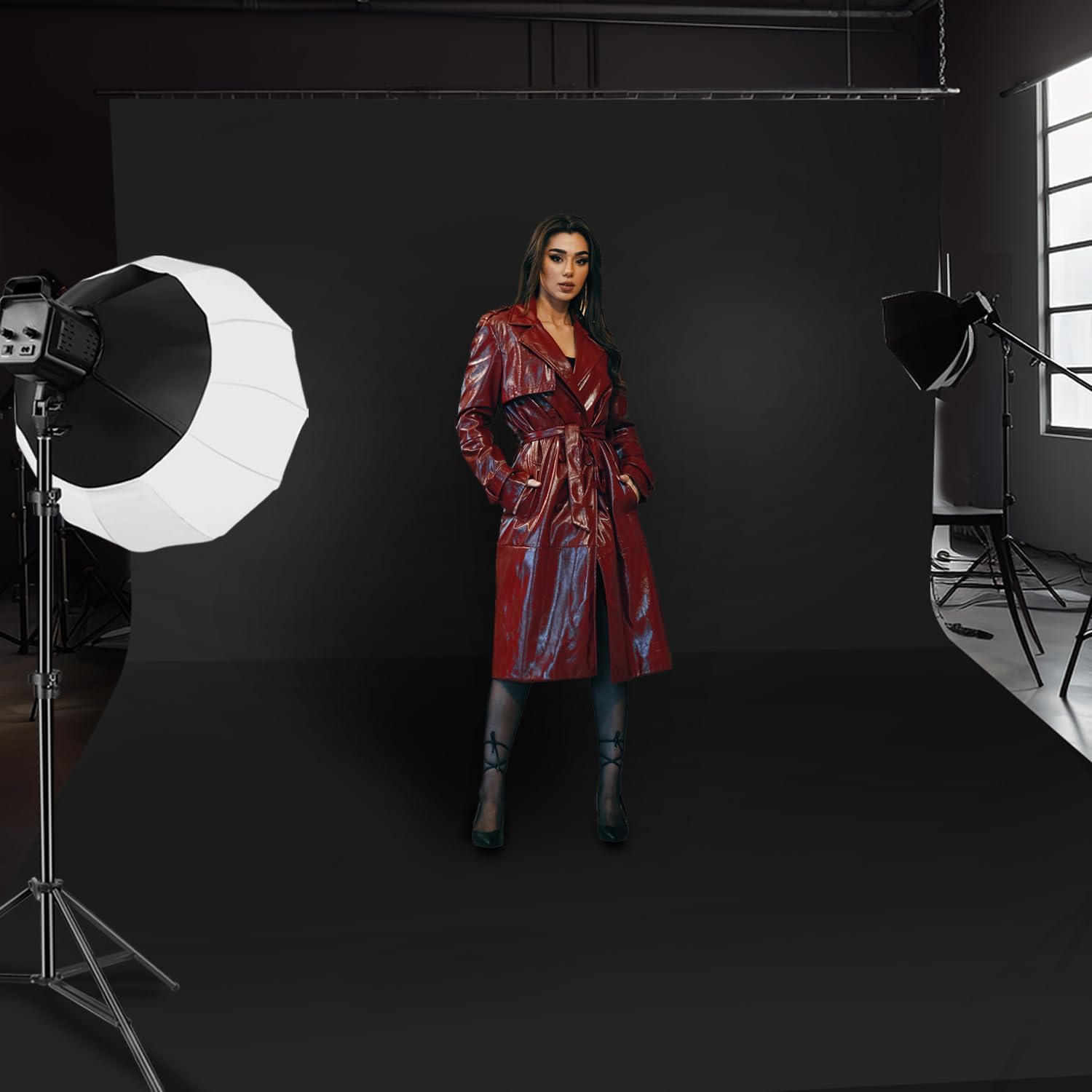 Thumbnail 6 de JEBUTU Black Backdrop XL 3x6m black screen fabric for streaming, photo studio and gaming
