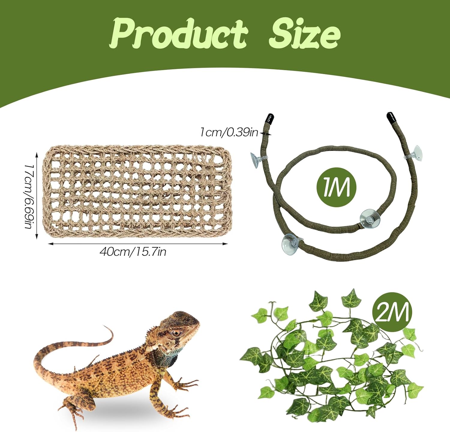 Thumbnail 1 de Artificial Reptile Hammock & Hanging Plant Vine Decoration for Terrariums (with suction cups)