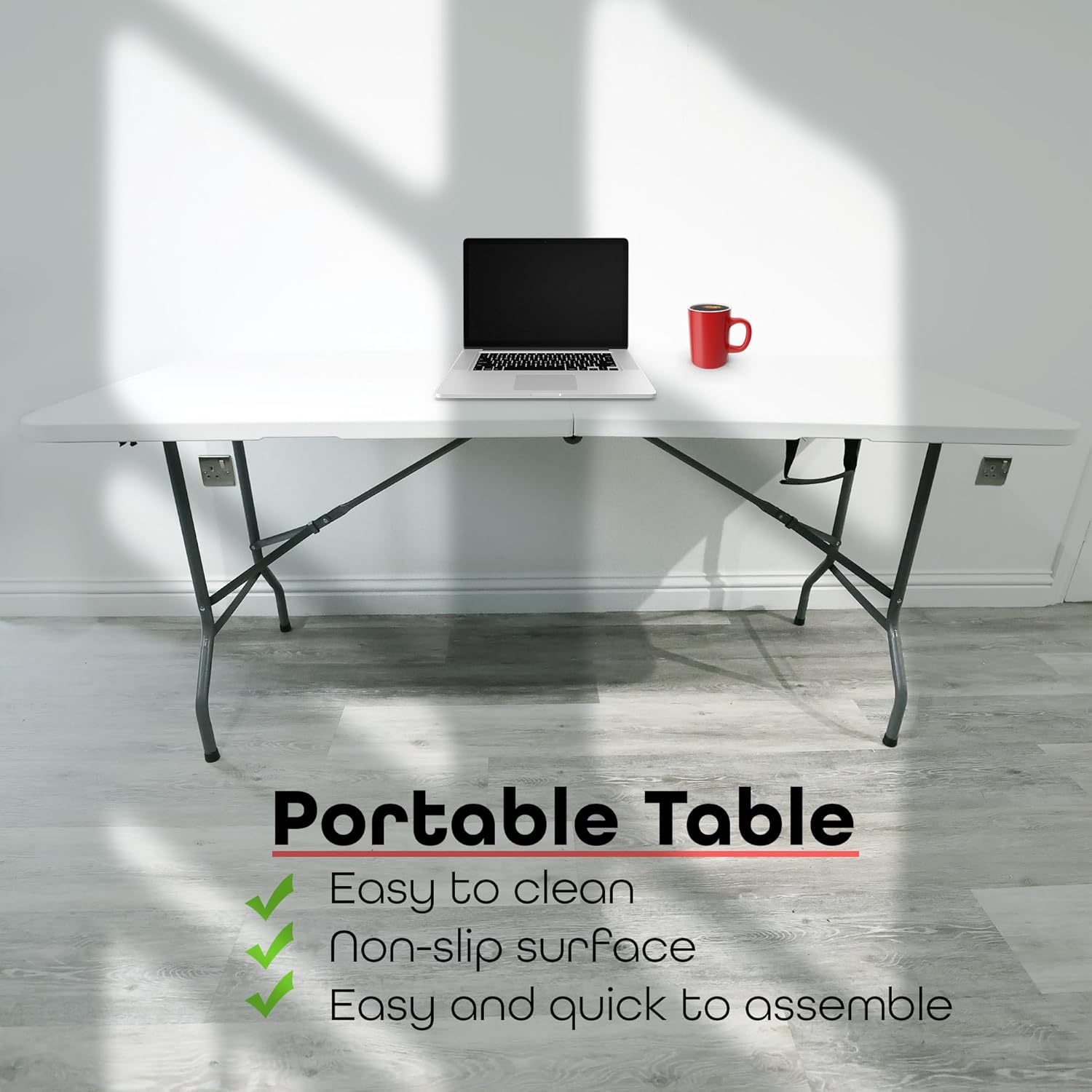 Thumbnail 4 de DIVCHI Folding Table 6ft 1.8M: Heavy Duty Plastic Folding Table for Indoor & Outdoor Use