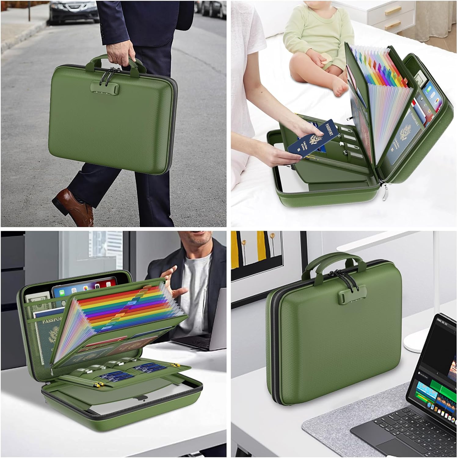 Detalle 1 de DocSafe DS0107 Hard-Shell Fireproof File Organizer with Lock, Green
