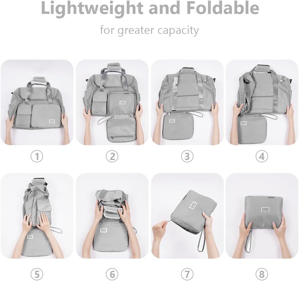 Thumbnail 3 de Flintronic faltbare Reisetasche 36 l (48 x 27 x 28 cm) – wasserabweisende Weekender-Tasche mit Gepäckanhänger in Grau