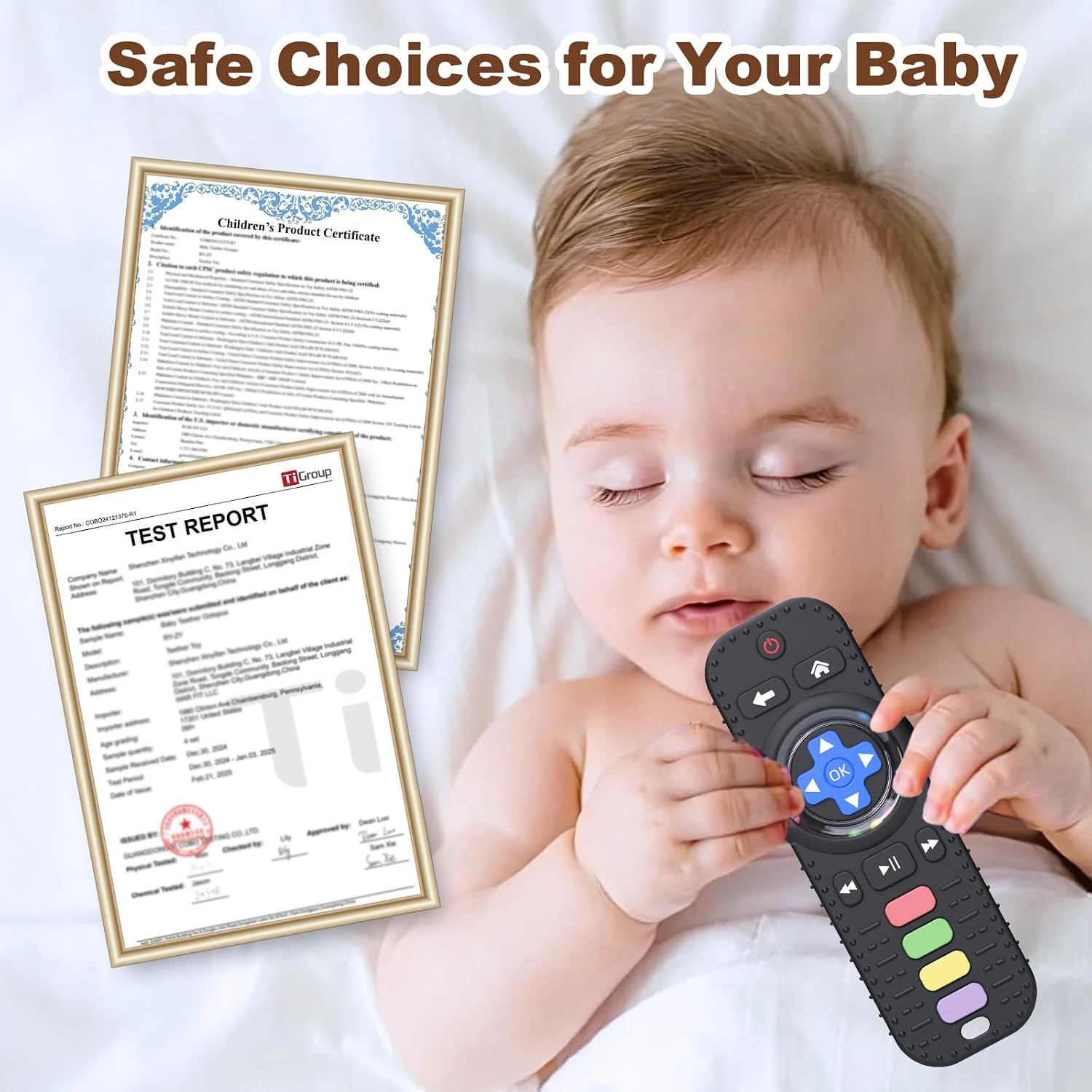 Detalle de HAILI TV Remote Control Baby Teether with Silicone Texture and Rattle, Black