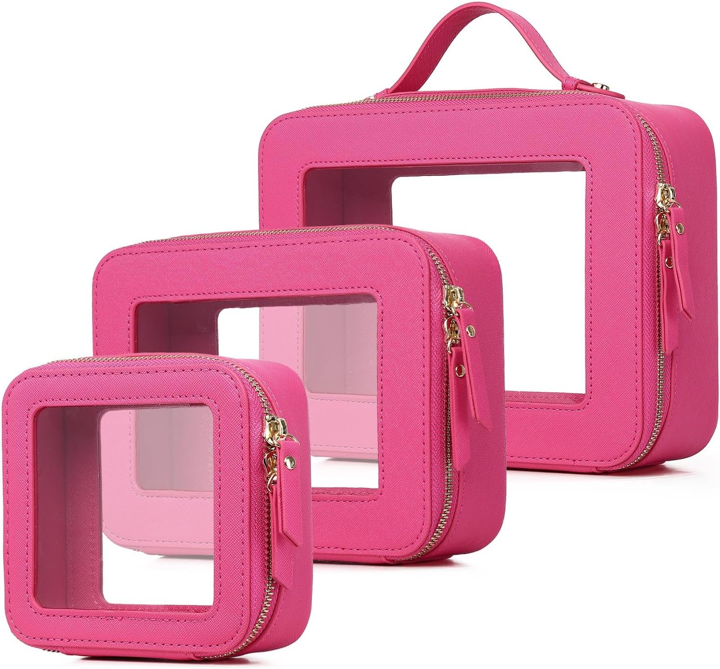 Detalle de LOFOWN Clear Makeup Bag Set, Fuchsia