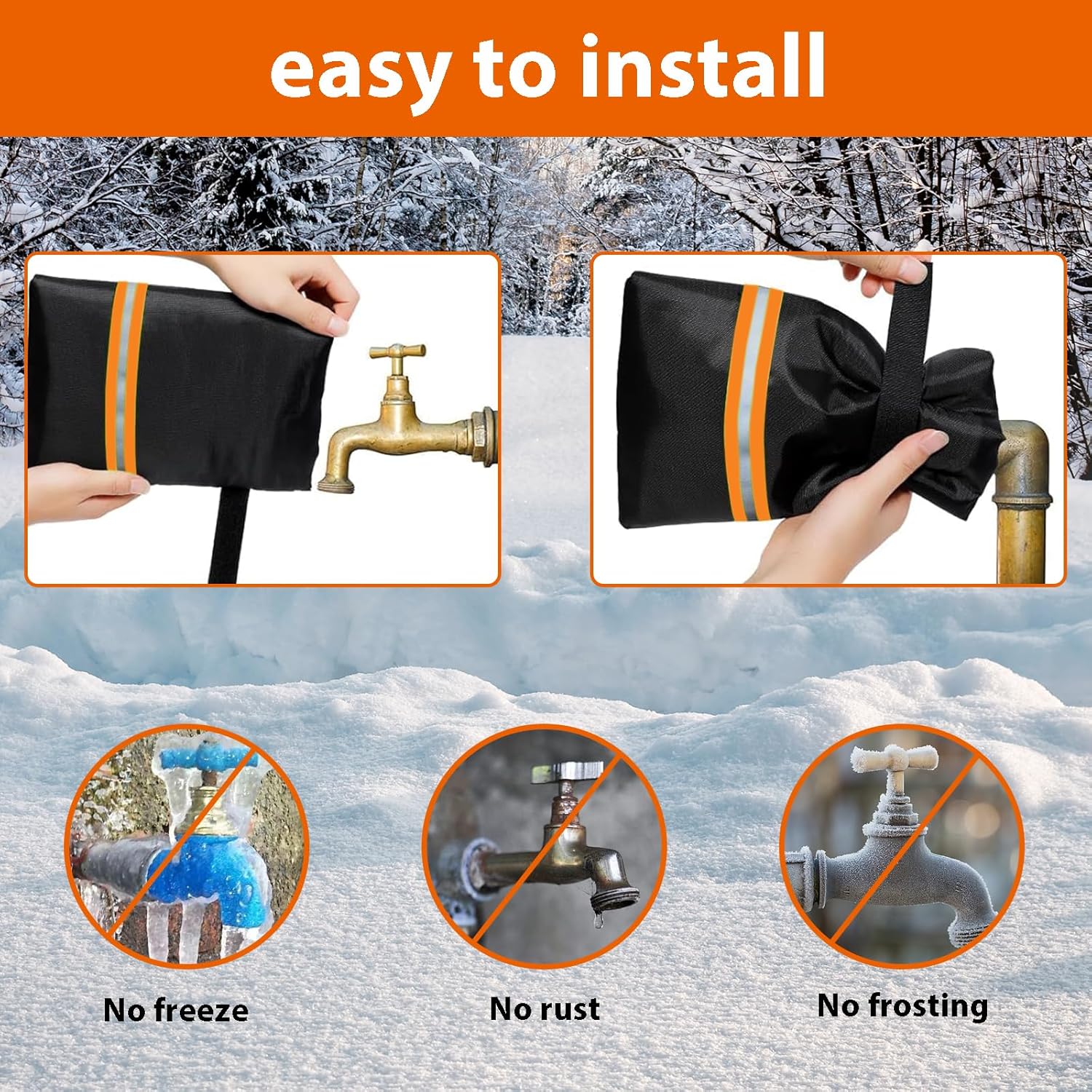 Thumbnail 2 de SANTUO 2Pcs outside tap cover frost protector with insulation, waterproof Oxford fabric and reflective strip