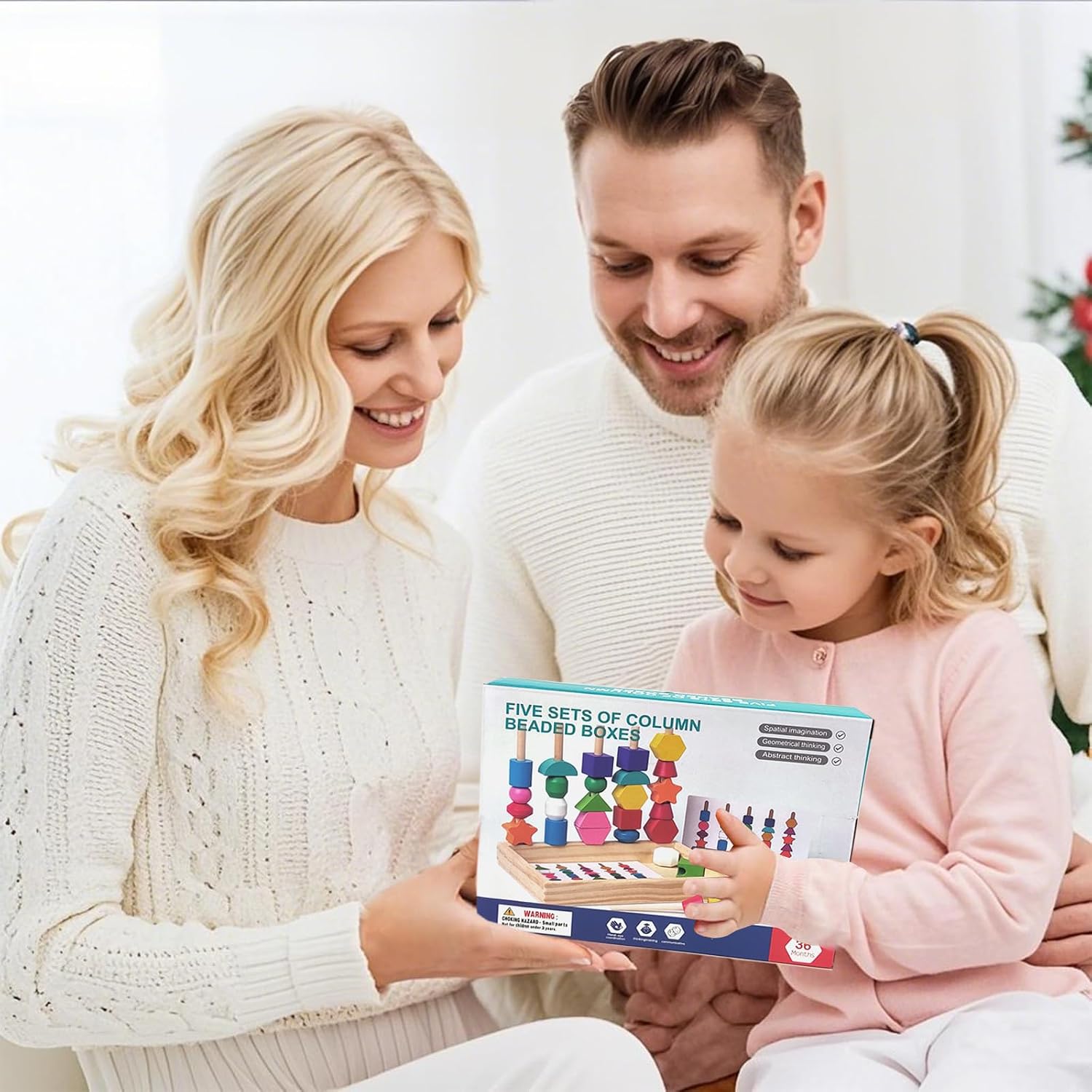 Detalle 2 de Guopai Montessori Spielzeug ab 2-4 Jahren – Fädel- und Steckspiel aus Holz mit Aufbewahrungsbox