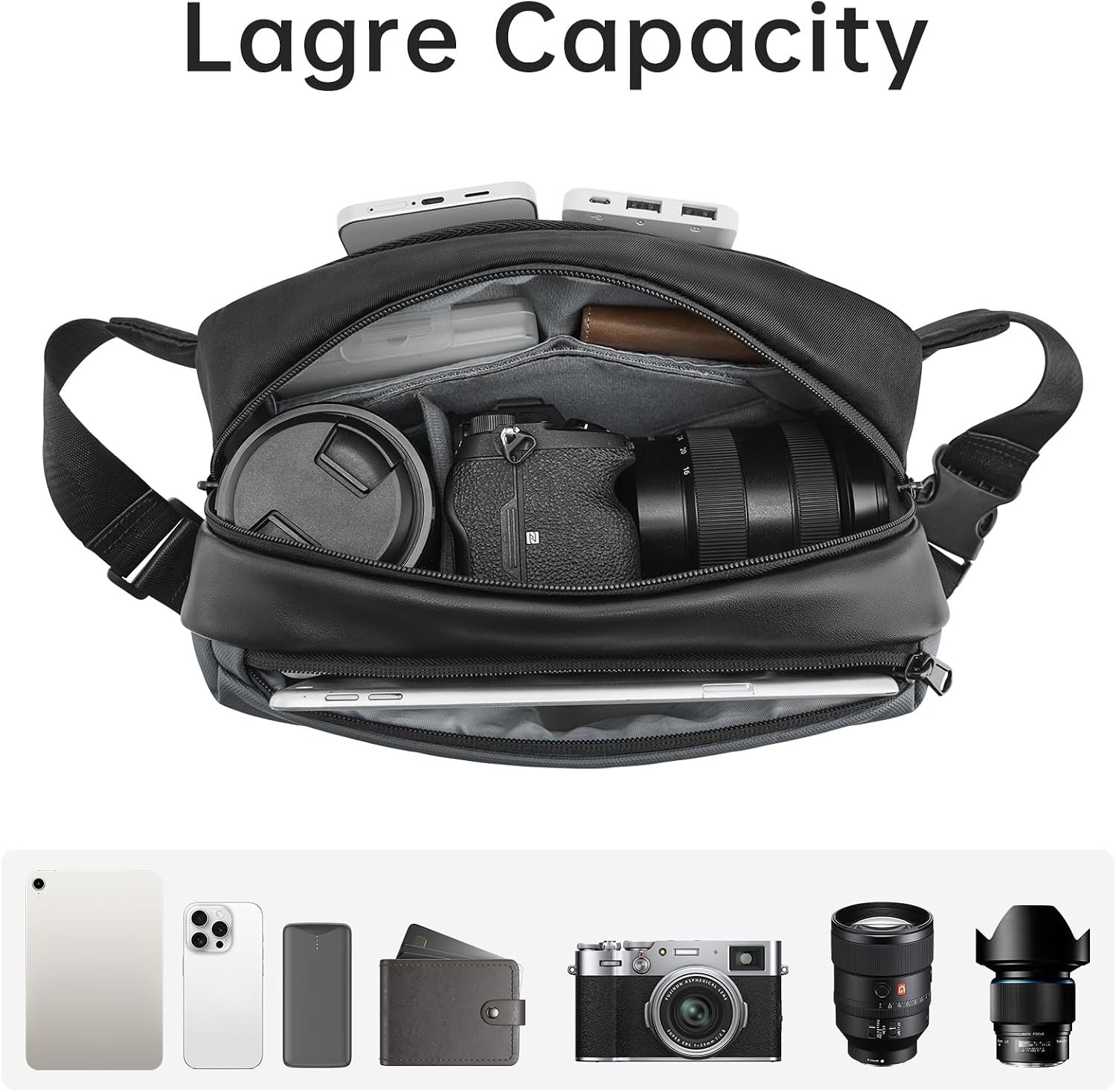 Detalle de S-ZONE 2 in 1 Camera Bag: Waterproof Sling Bag for DSLR/Mirrorless with Tripod Holder
