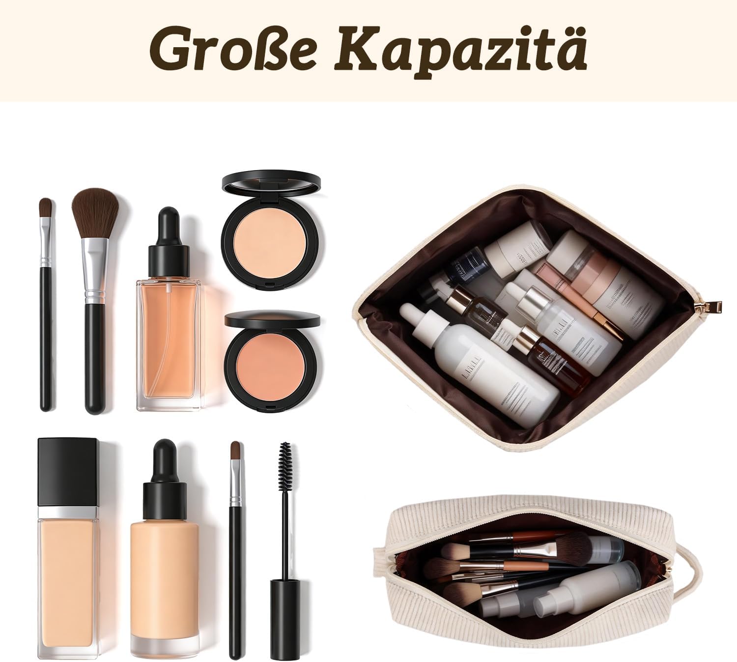 Thumbnail 3 de Giftota Set aus 2 personalisierten Kosmetiktaschen aus Cord (A–Z) für Damen & Mädchen