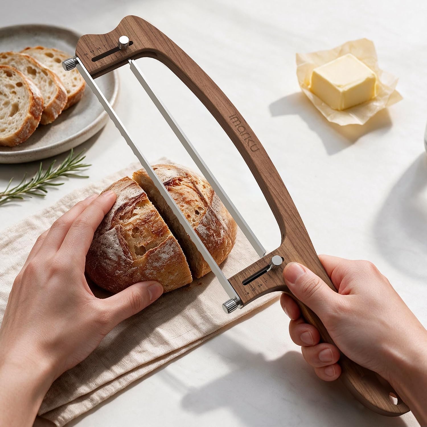 Thumbnail 6 de imarku Adjustable Bread Slicer, Acacia Wood