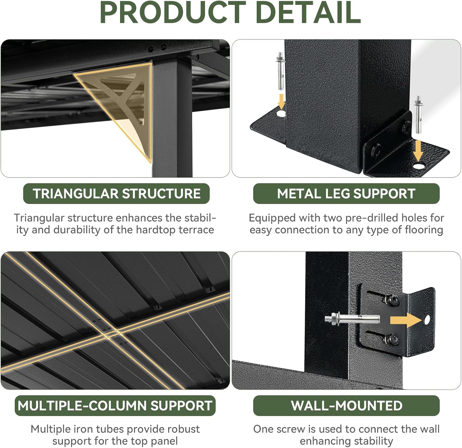 Detalle 2 de Aoxun Lean-to Gazebo 10' x 14