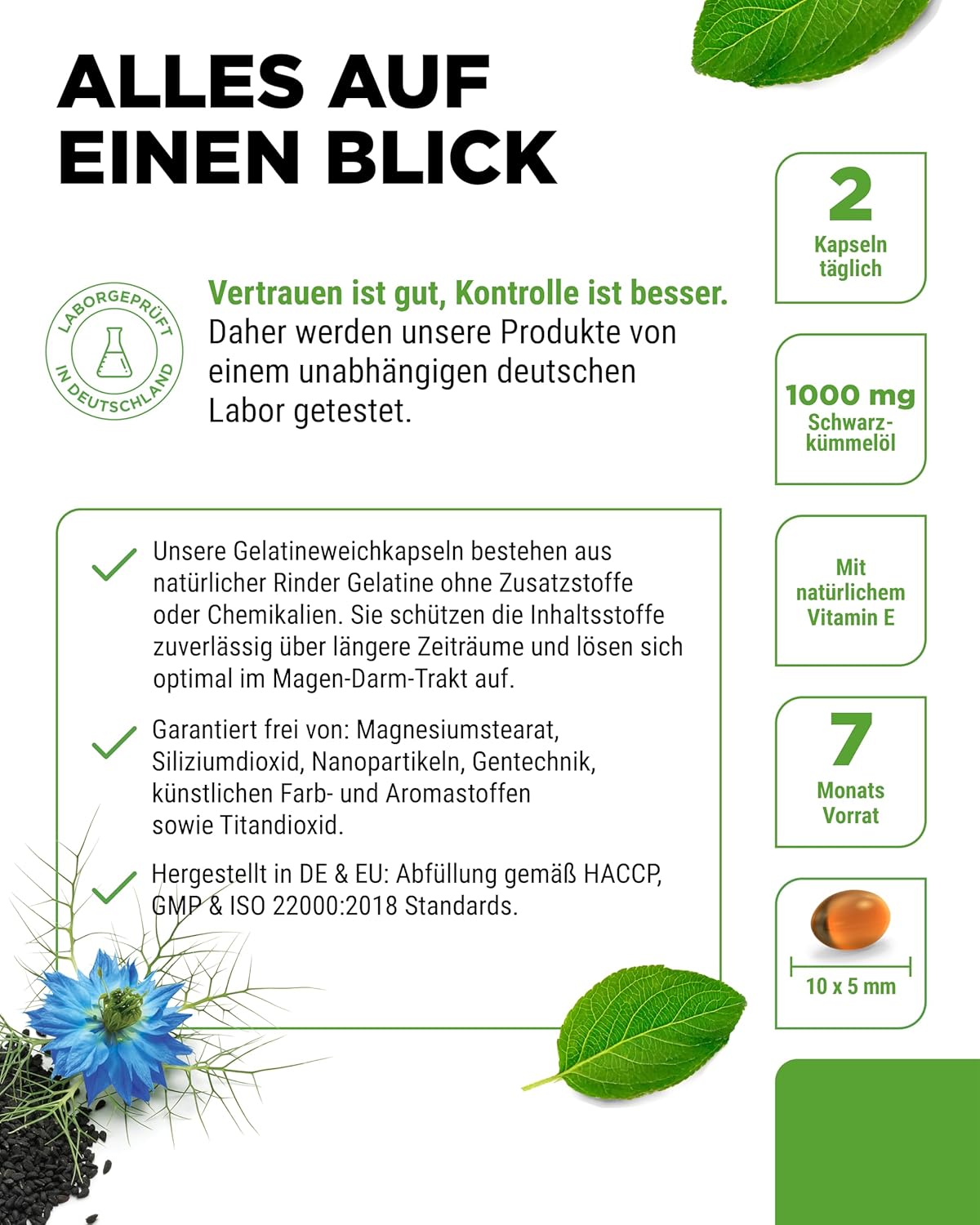 Detalle de vit4ever Schwarzkümmelöl – 420 Kapseln (Ägyptisch, naturbelassen & kaltgepresst)