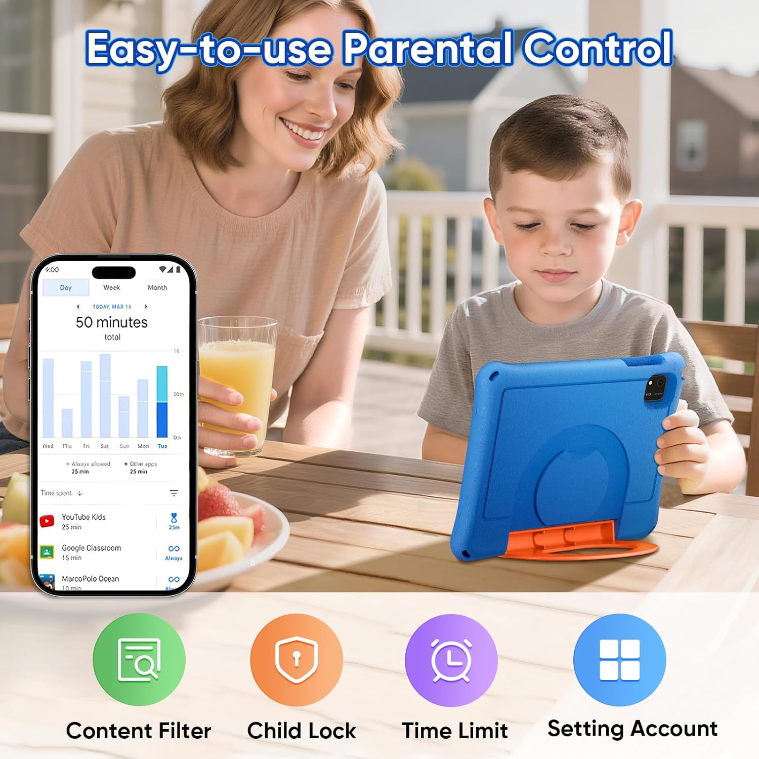 Thumbnail 6 de 10-inch Kids Tablet (Android 16) with Parental Control, Dual Camera, 24GB RAM + 64GB Storage (Expandable)