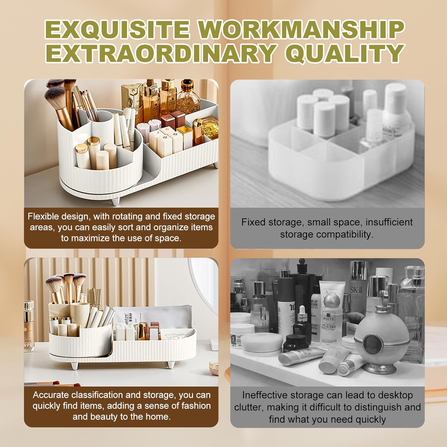 Detalle 2 de BULLA 360 Rotating Makeup Organiser — 2-in-1 storage