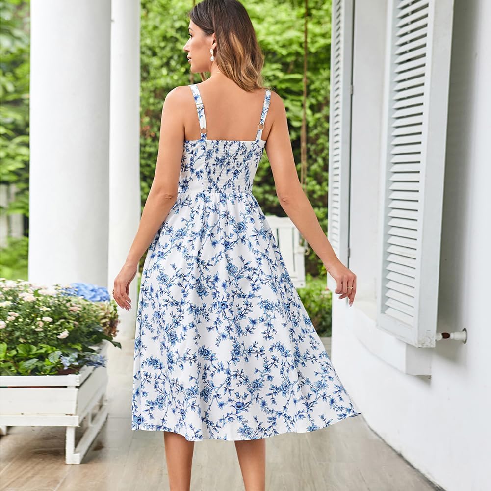Detalle de SCARLET DARKNESS Sommerkleid Damen – Vintage Boho Kleid mit Spaghetti-Trägern