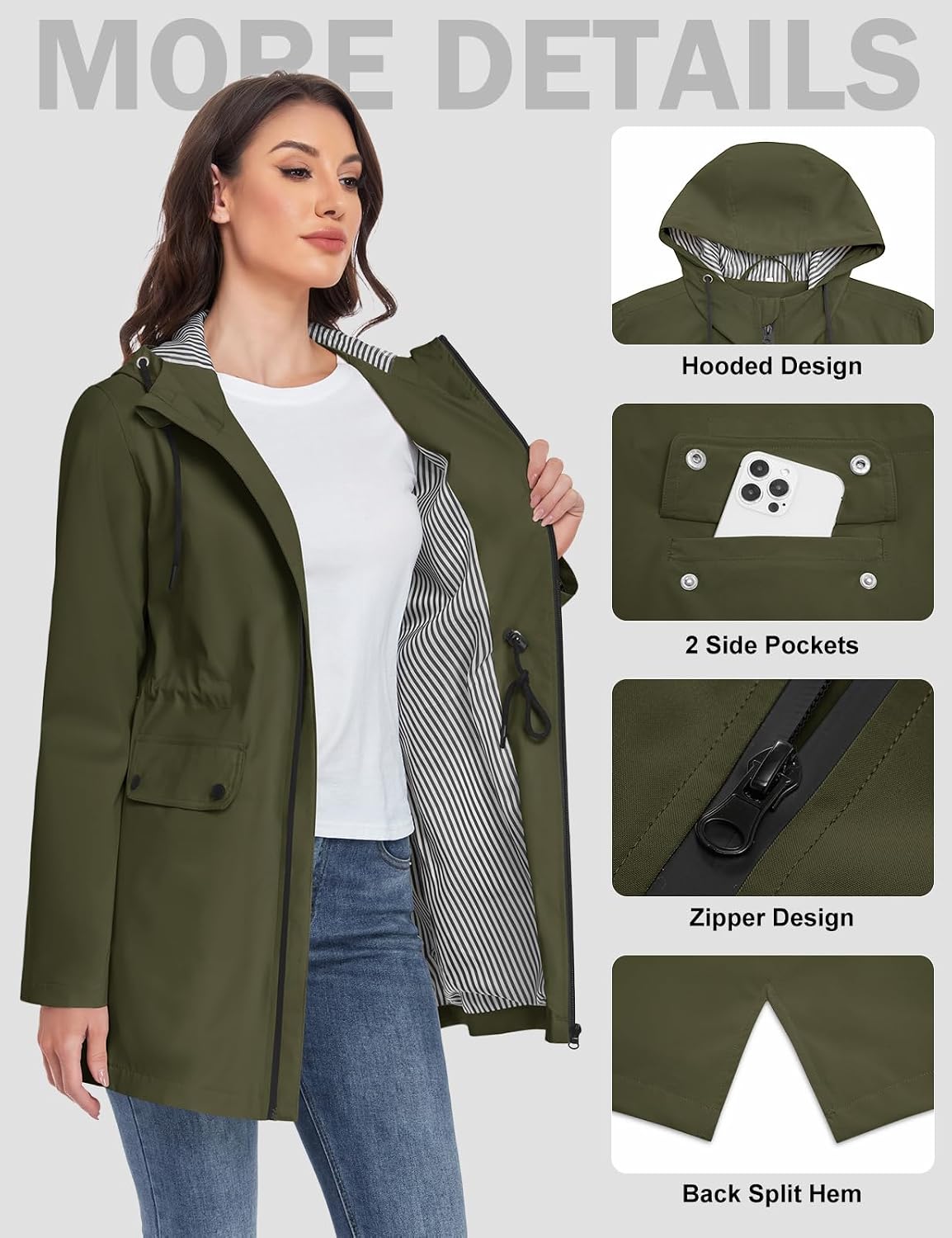 Detalle de Yuson Girl Women's Lightweight Transition Coat: A Practical Spring Windbreaker