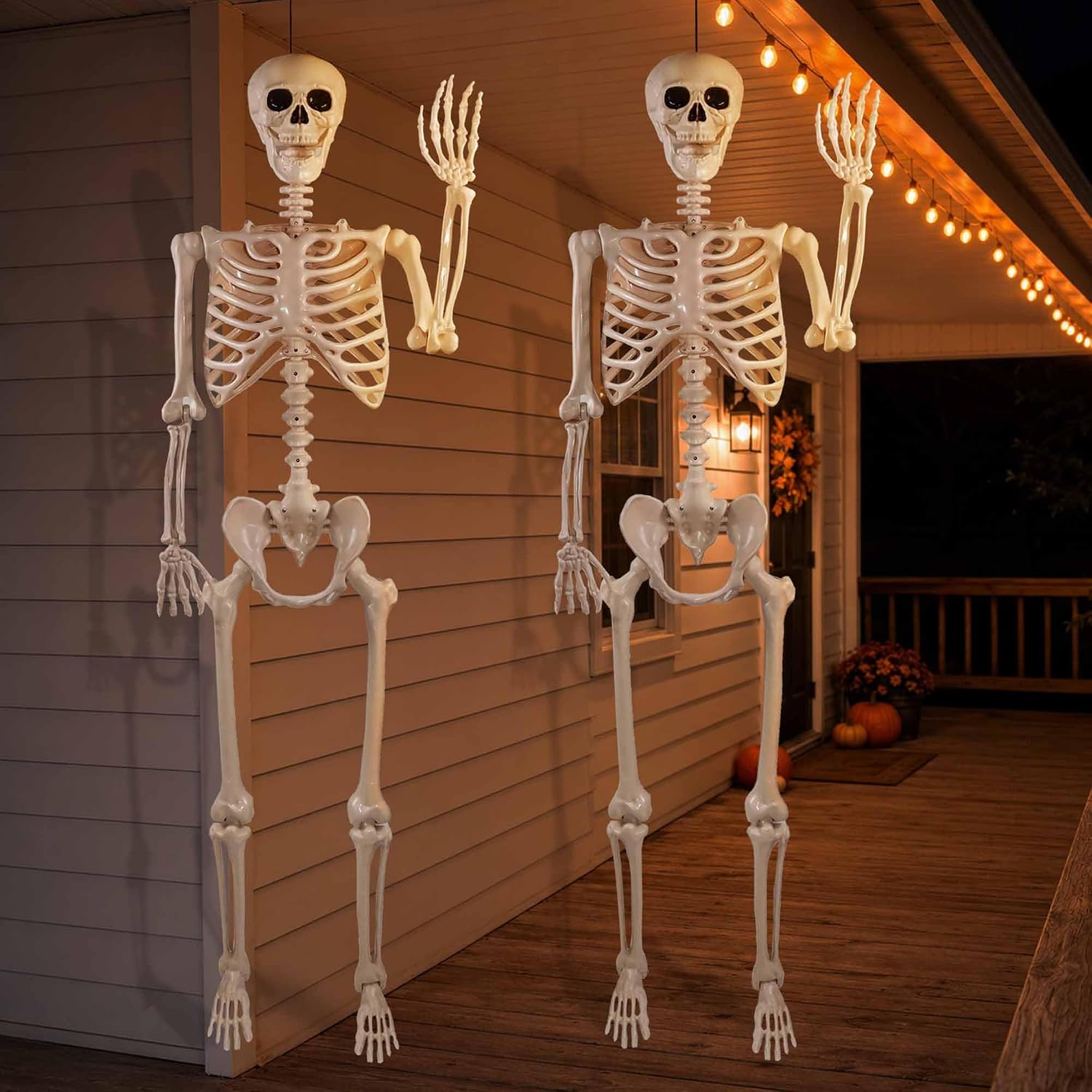 Detalle 2 de Znorso 5.4FT Halloween Skeleton 2-Pack, Posable Plastic Decorations