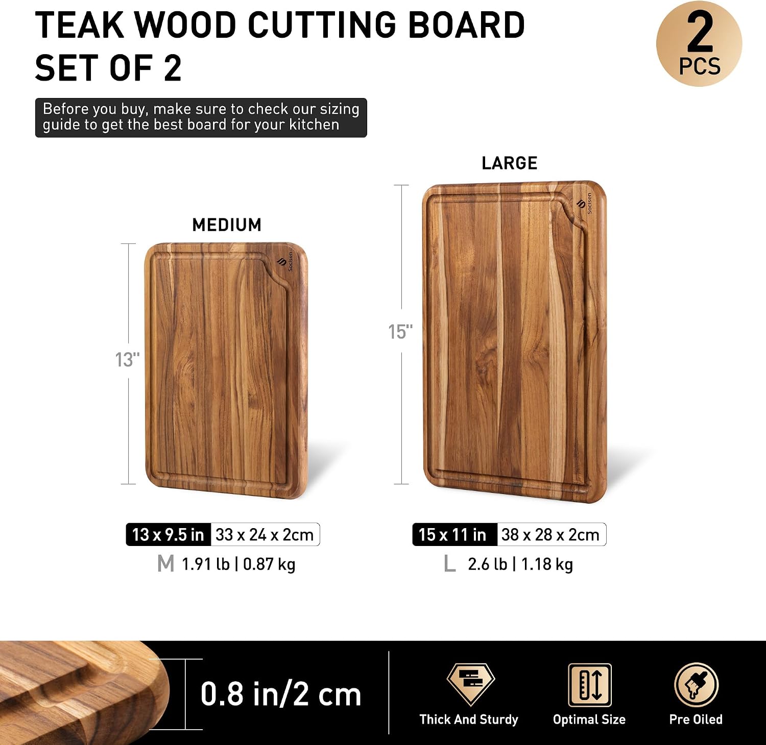 Thumbnail 2 de Teak Cutting Board Set 13-inch