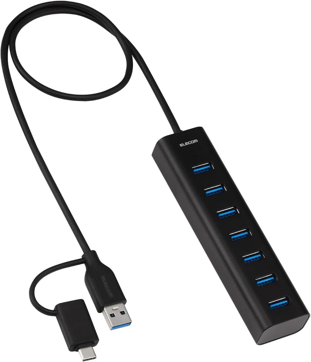 Detalle de エレコム U3HC-T070SEBK USBハブ USB-A 7ポート・5Gbps・セルフパワー対応