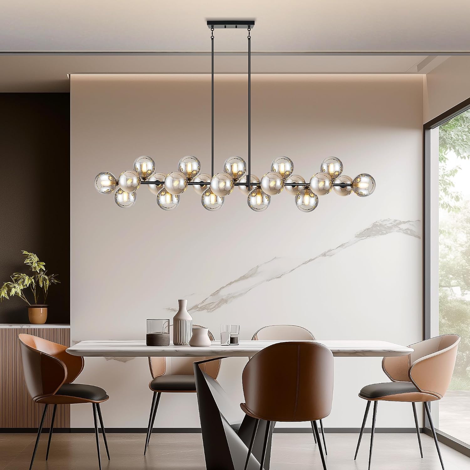 Detalle 2 de Modern linear chandelier, 70-inch
