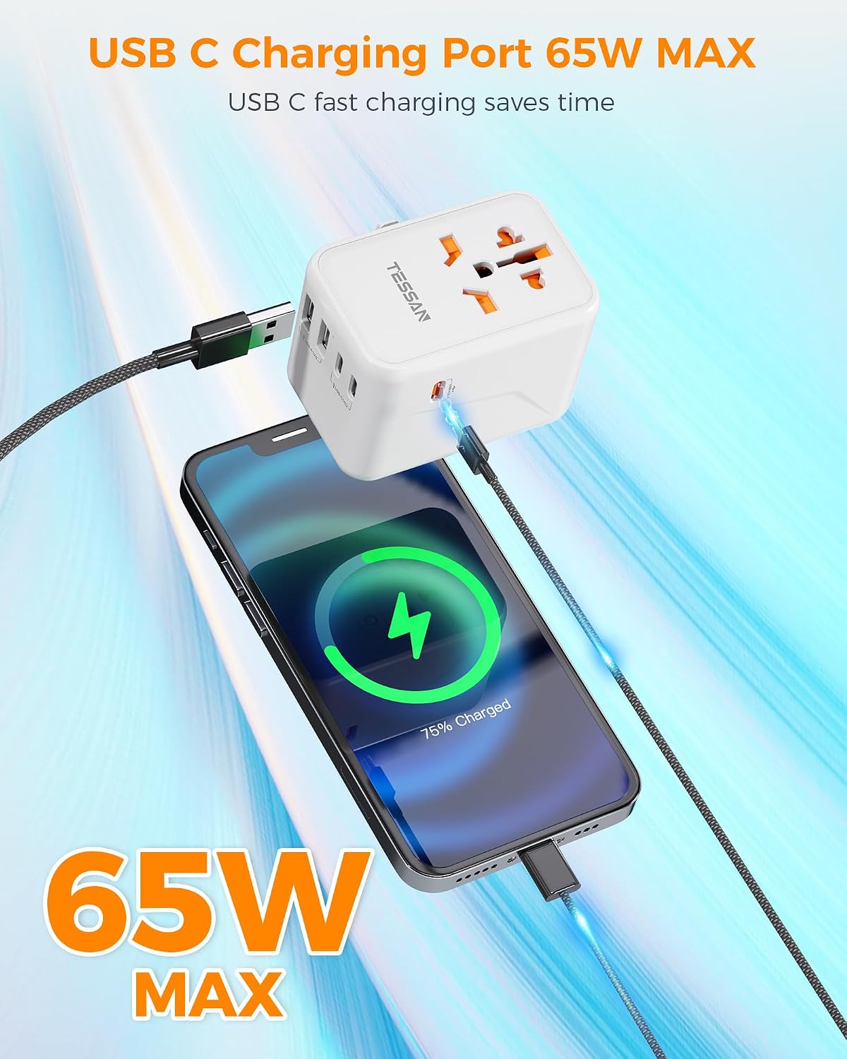 Thumbnail 3 de TESSAN 65W GaN Adattatore Universale da Viaggio