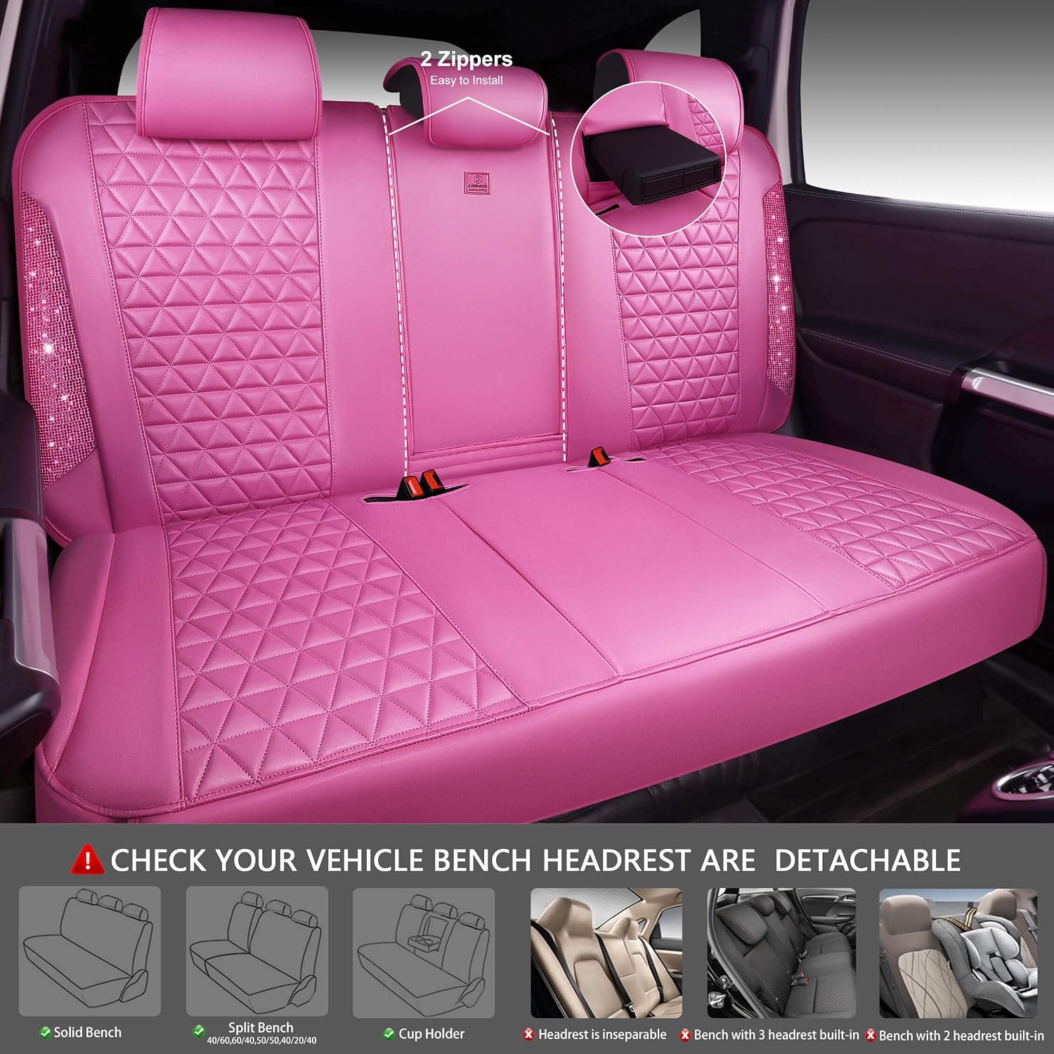 Thumbnail 5 de CAR PASS Hot Pink Bling Seat Covers