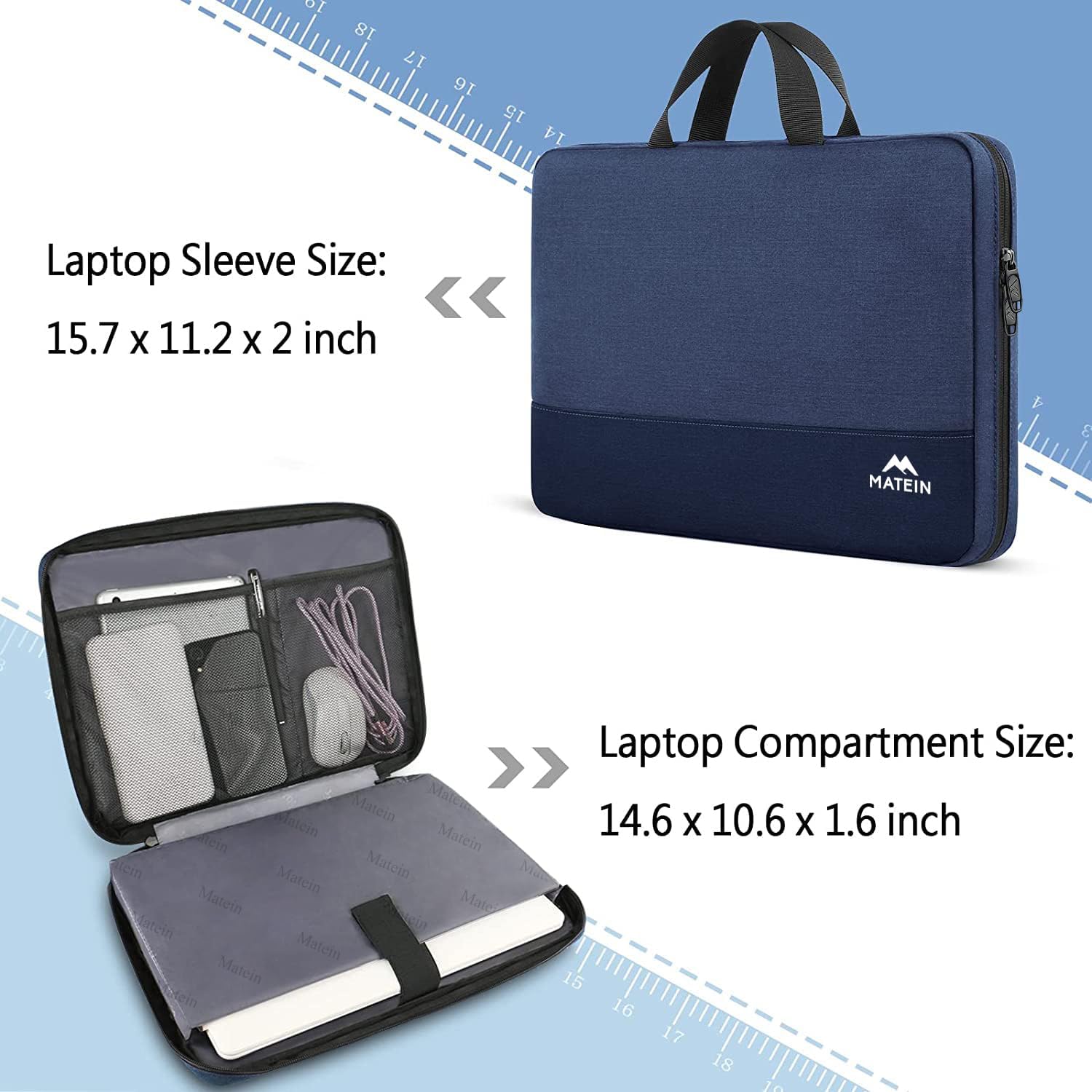 Detalle 2 de MATEIN Laptop Tasche 15,6 Zoll dunkelblau