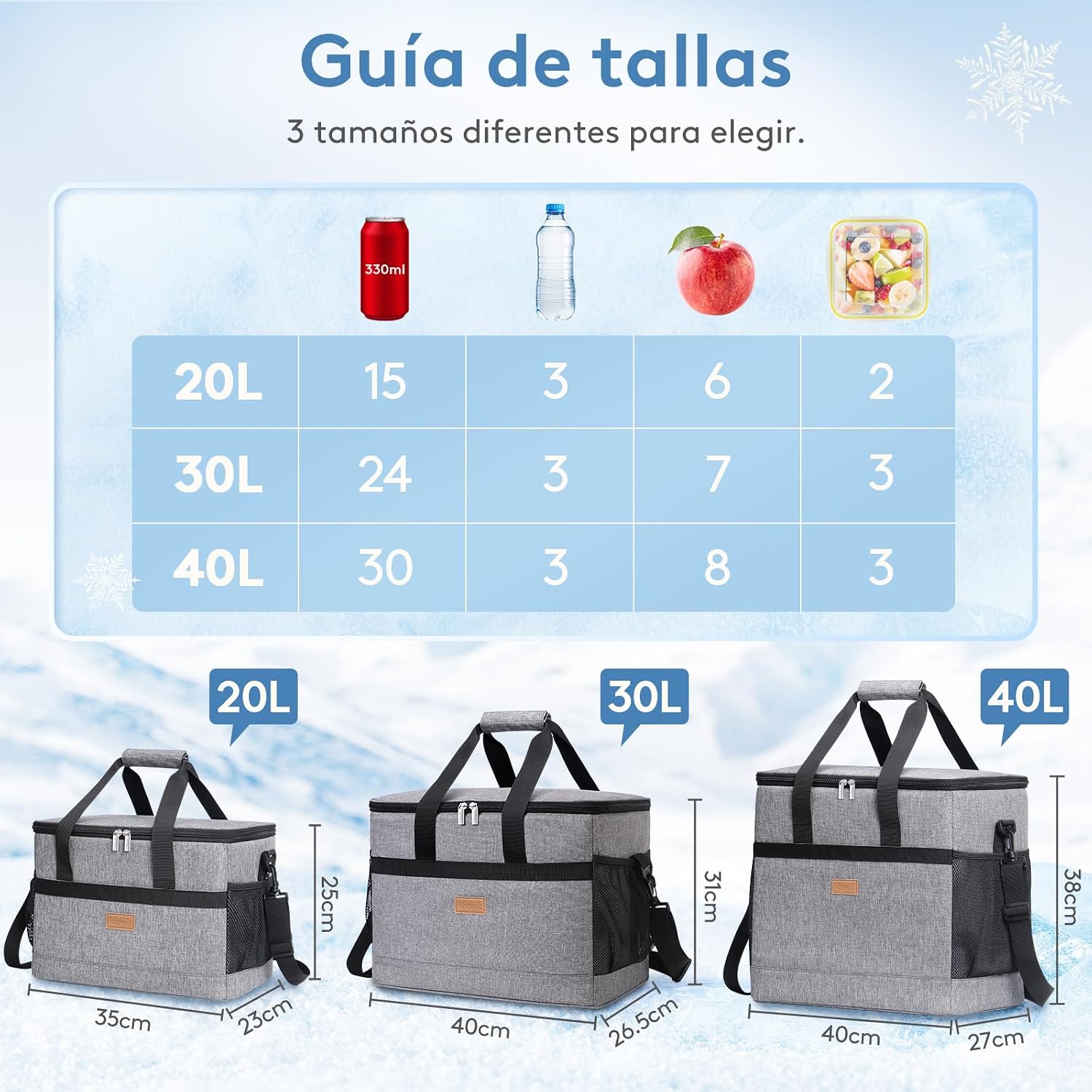 Thumbnail 1 de Lifewit Nevera Portátil 30L: Bolsa isotérmica plegable en gris para playa, picnic y viaje