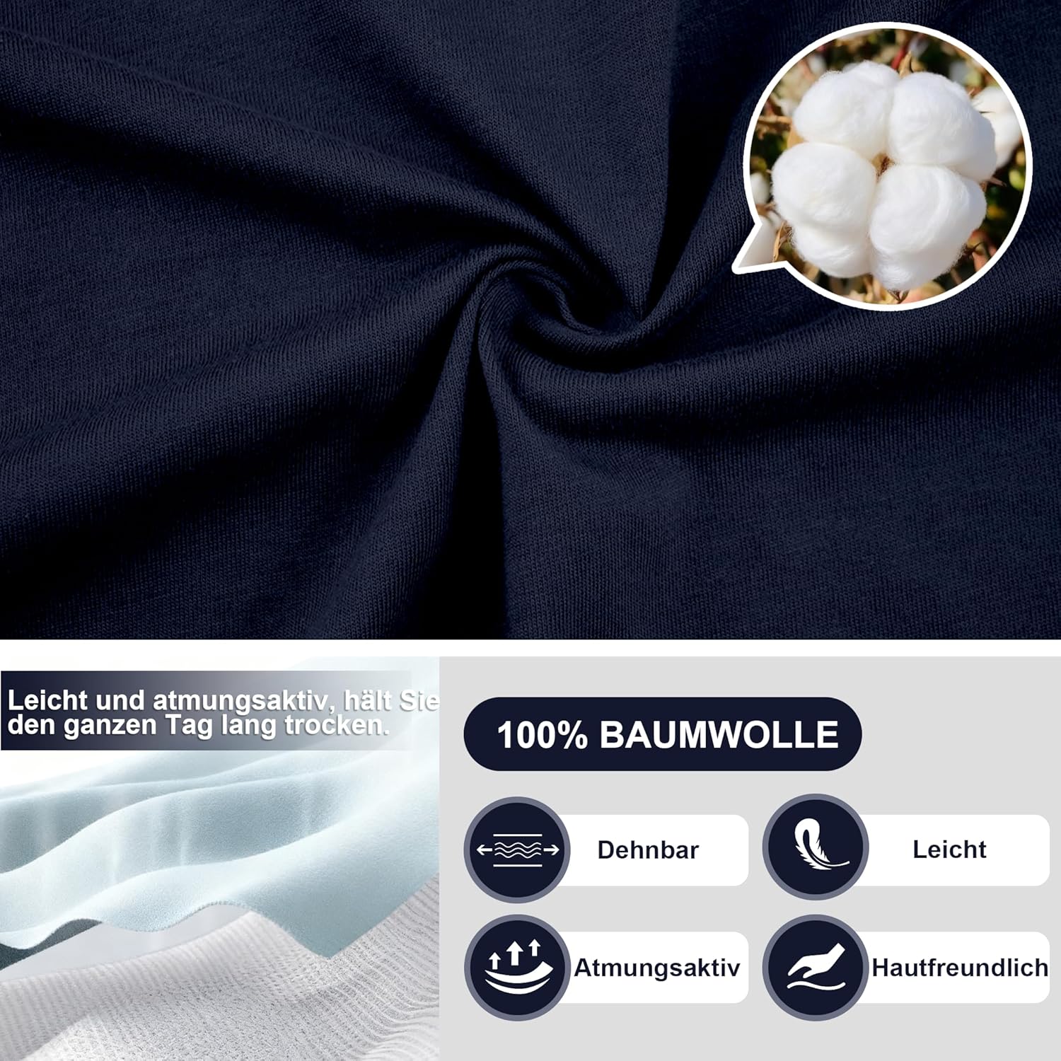 Detalle de EA'S SECRET Schlafanzug-Set aus 100% Baumwolle Herren Kurzarm & Langhose
