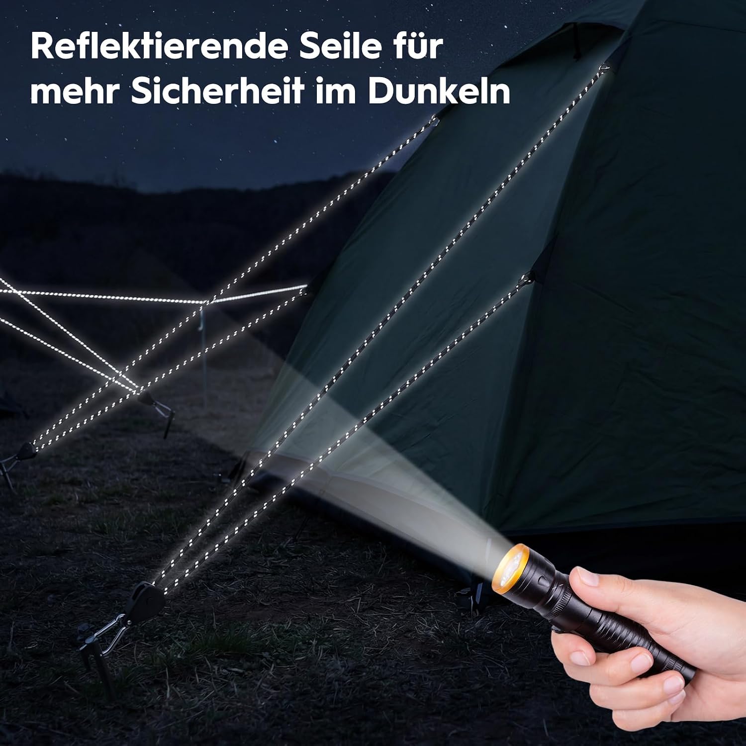Thumbnail 2 de QZYIPI QZ-RA08 reflecterende scheerlijnen, 8 stuks van 4 m met spanners