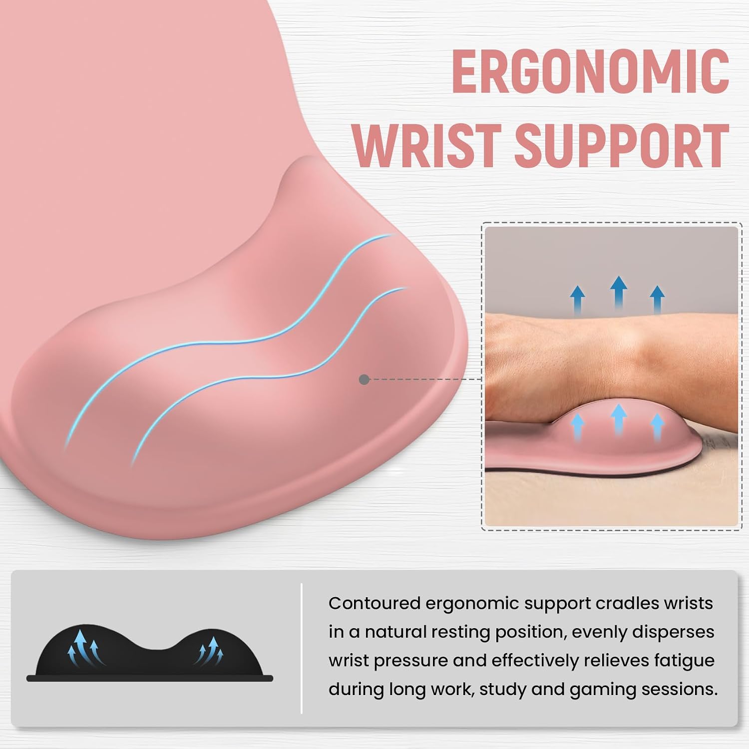 Detalle 2 de ZapDesk ZD015 Ergonomic Mouse Pad with Gel Wrist Rest, Pink, 10.2 x 7.6 in