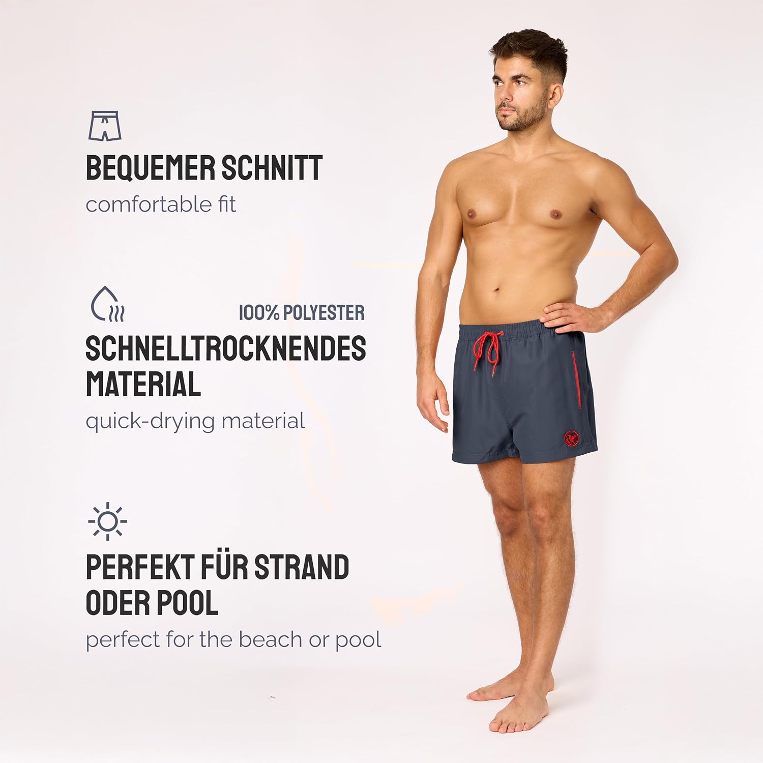 Detalle 1 de Ladeheid LA40-199 heren zwemshort van sneldrogend polyester met mesh binnenbroek