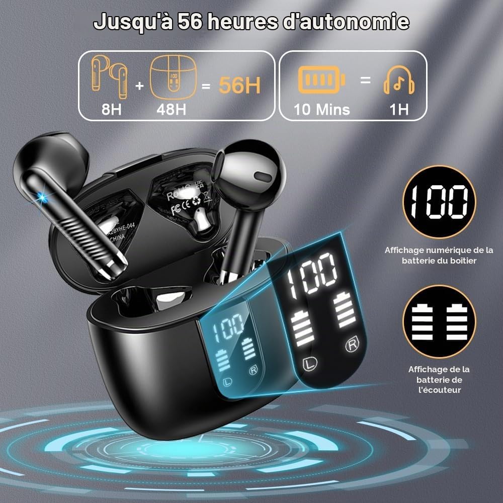 Detalle 1 de Drsaec J55 in-ear oordopjes met 56 uur speeltijd, 4 ENC-microfoons en IP7