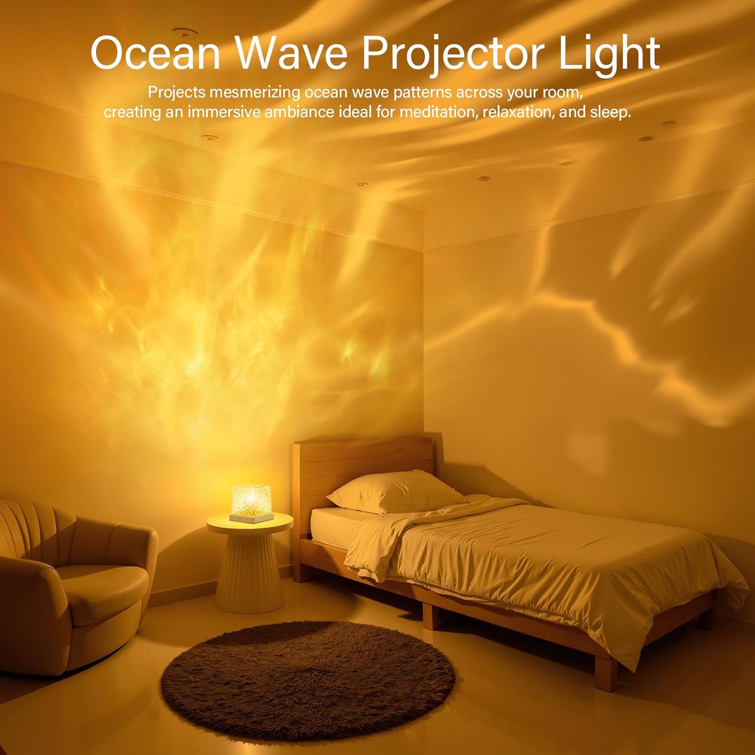 Detalle de VoMii Aurora Lamp Ocean Wave Projector, 16 Colors, Remote and Dimmable LED