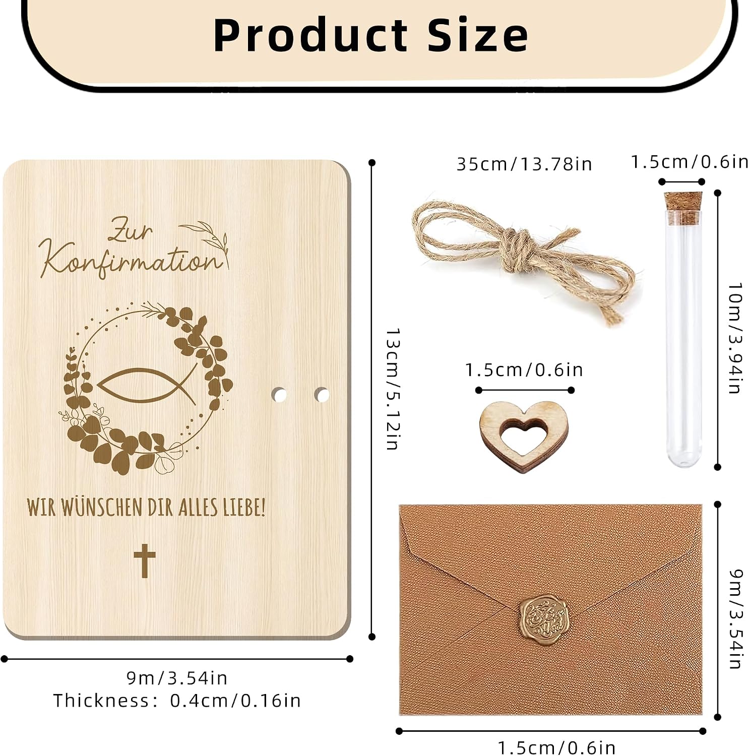 Detalle de Dreaku Konfirmation Geschenk-Set: Geldgeschenke-Verpackung mit Reagenzglas und Holzkarte