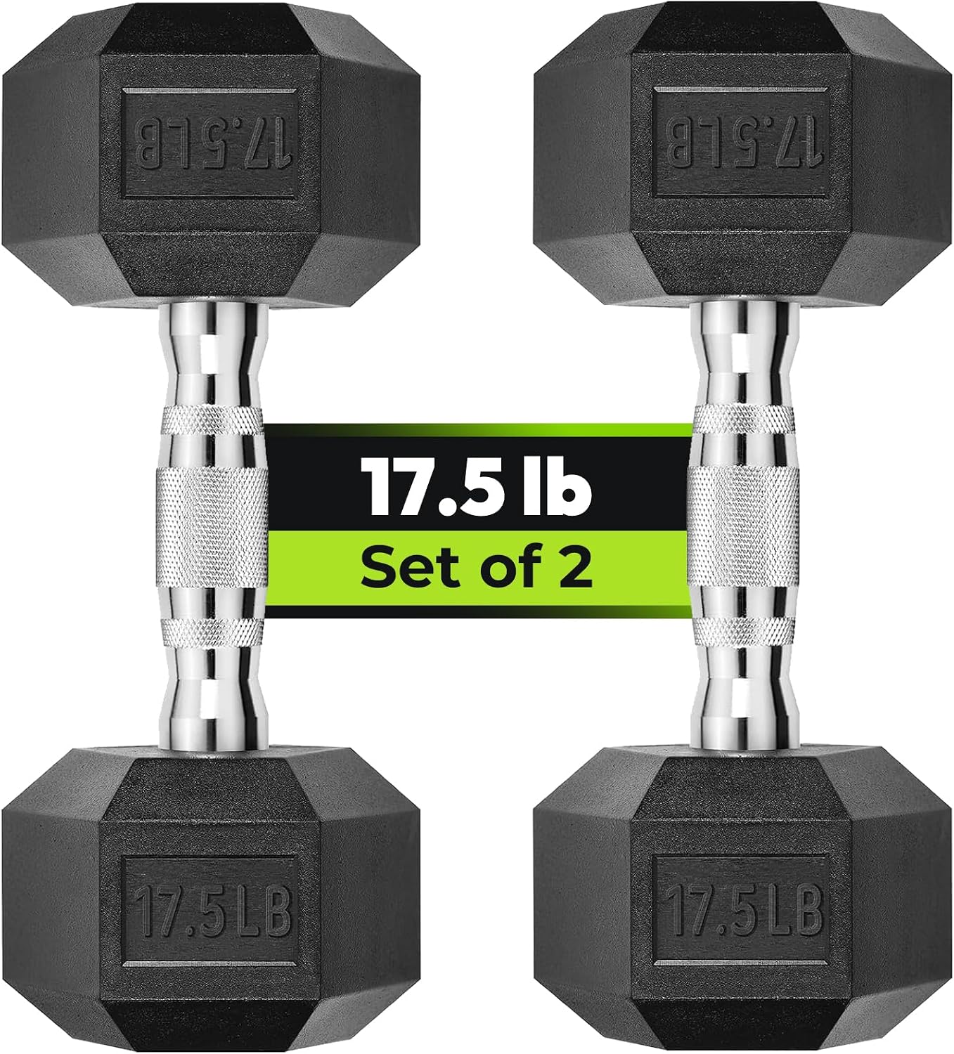 Detalle de HANDBODE 1A1A0017 Hex Dumbbells, 17.5 lb Pair, Rubber-Coated