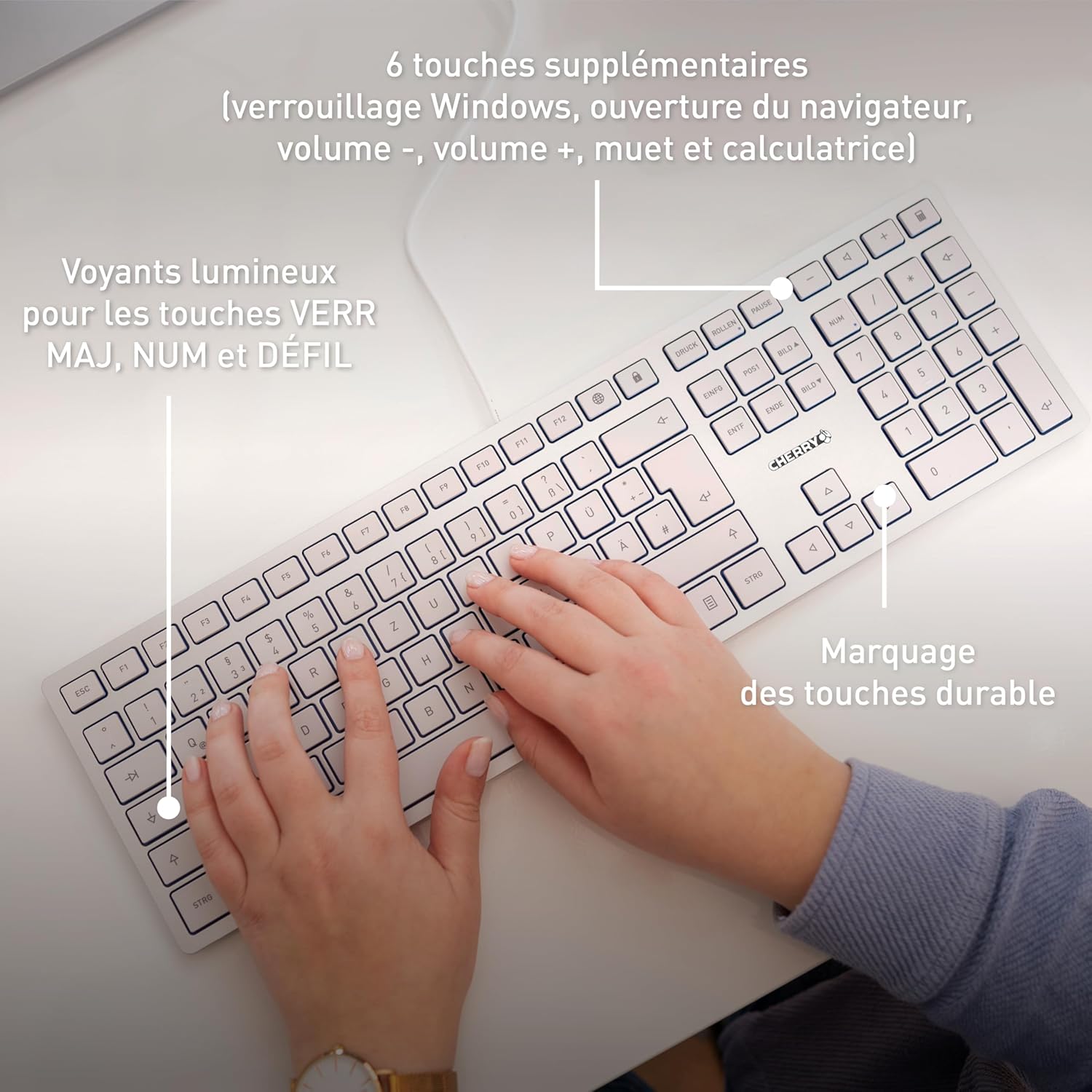 Thumbnail 5 de Cherry KC 6000 Slim clavier AZERTY filaire 📎