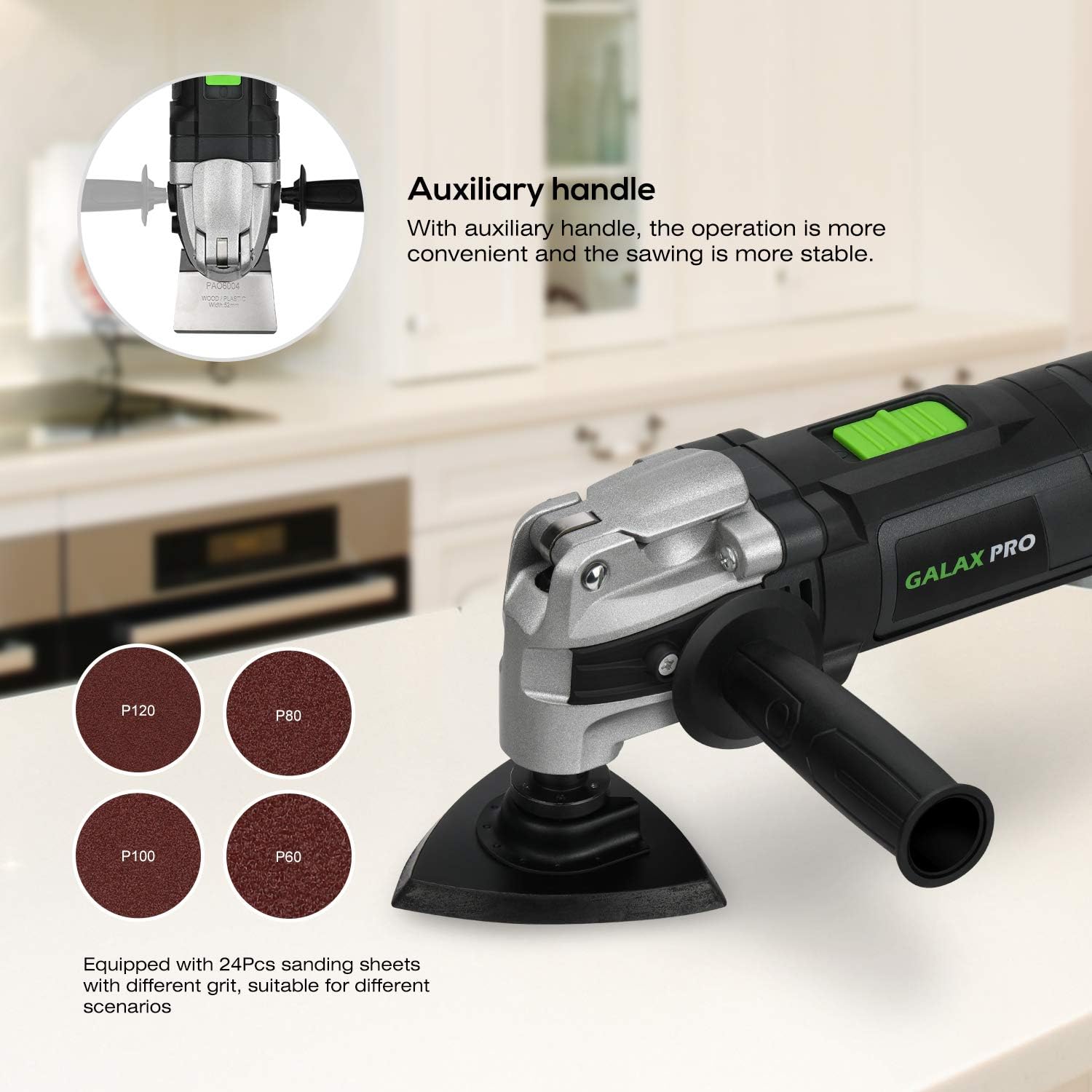 Detalle 2 de GALAX PRO Outil Multifonction Oscillant 400 W – 6 vitesses et 4° d’oscillation, 30 accessoires