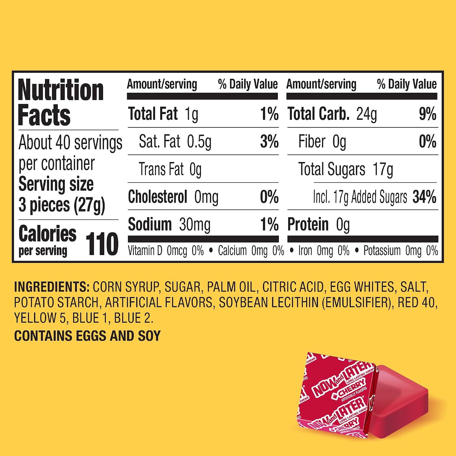 Detalle de Now and Later 51901 Giant Chewy Original Mix Candy, 38-Ounce Tub
