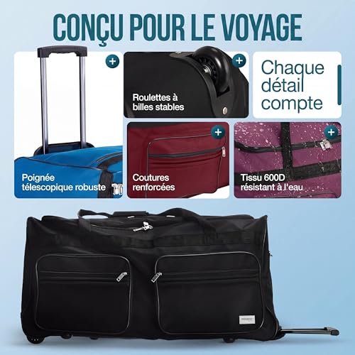 Detalle de Monzana Sac de Voyage à Roulettes Violet 85 L – Sac de Sport 70x36x34 cm, Trolley avec cadenas