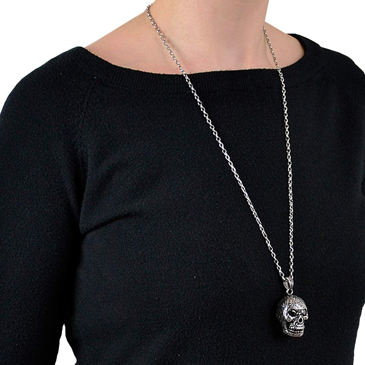 Detalle 1 de DonDon Collana da Donna 70 cm con Ciondolo Cranio in Acciaio Inossidabile