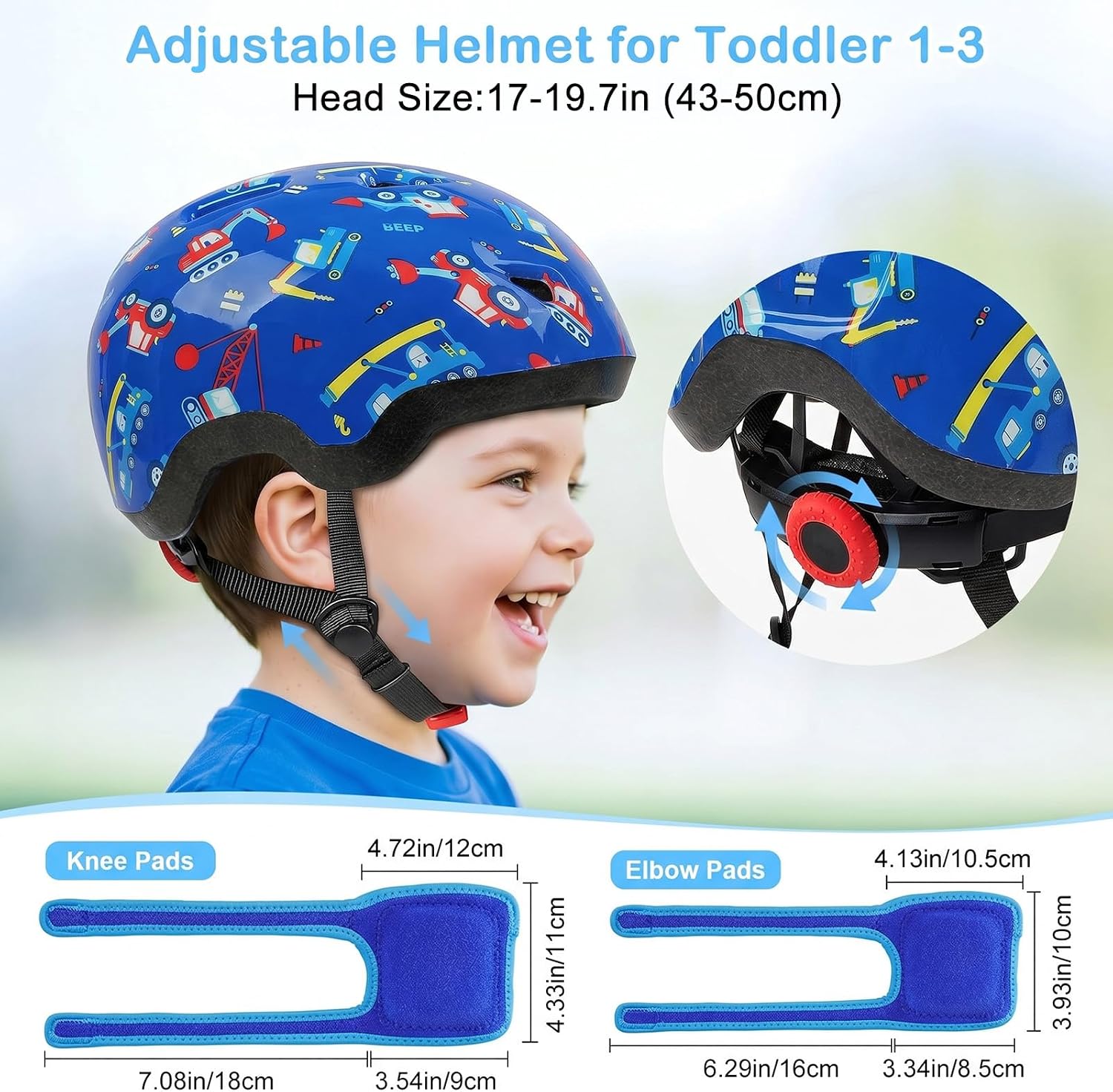 Thumbnail 5 de Toddler Helmet with Knee and Elbow Pads Set for 1–3 Years – Adjustable Baby Bike Helmet with Protective Gear