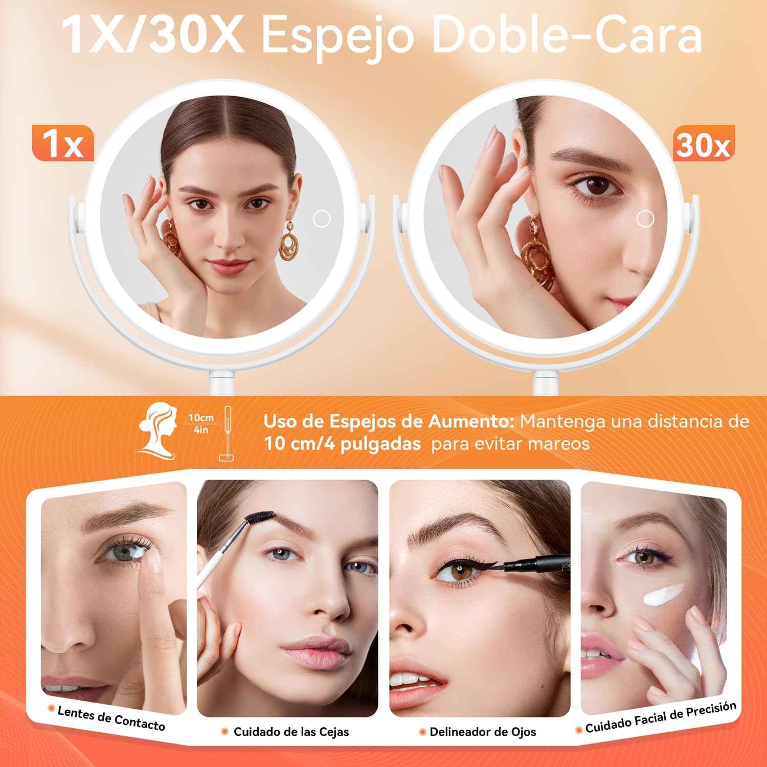 Detalle 2 de Auxmir Espejo Maquillaje 30X con Luz 2000mAh